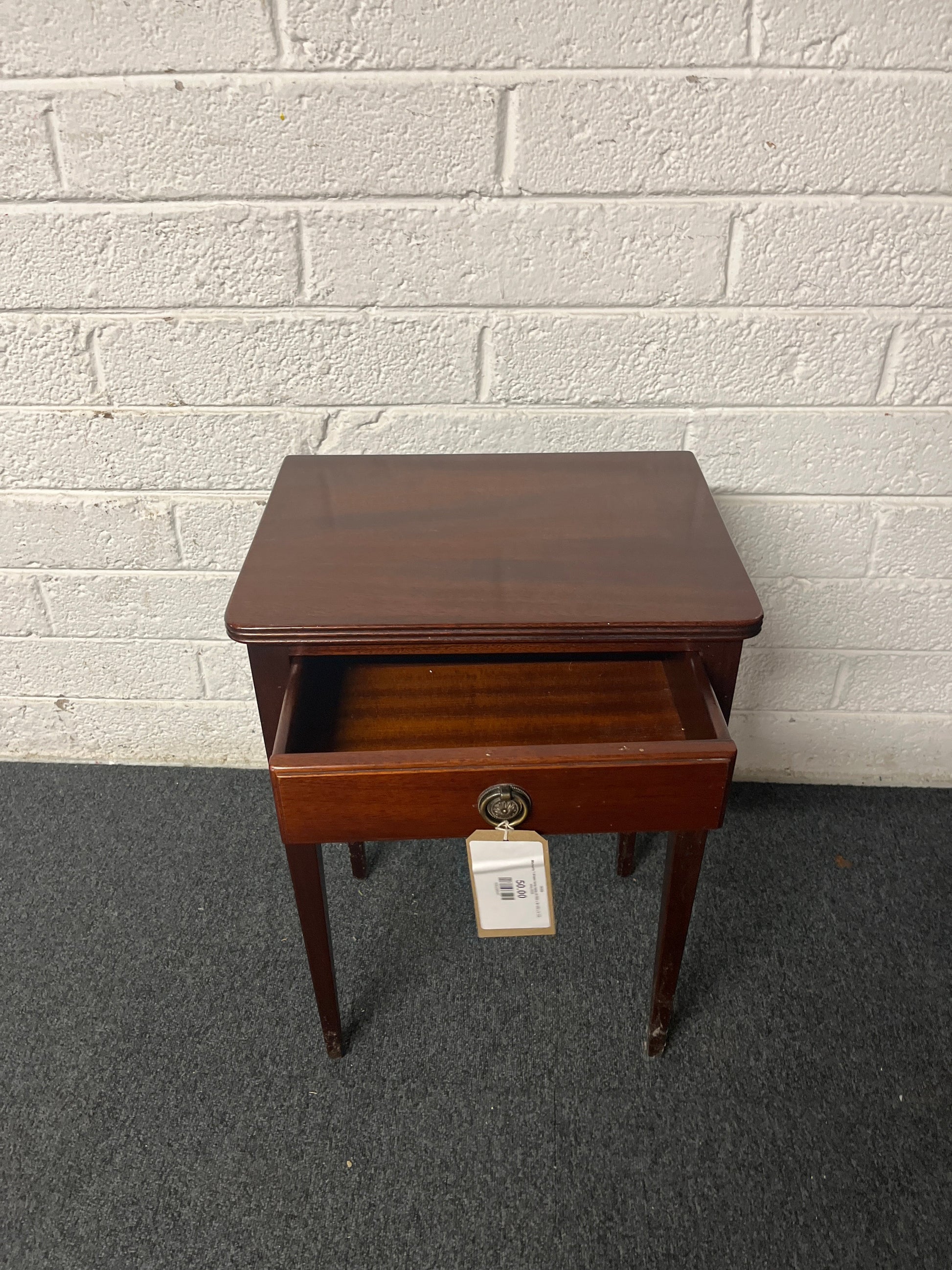 Mahogany 1 drawer lamp table (H 600 x W 450 x D 330 mm) 2225