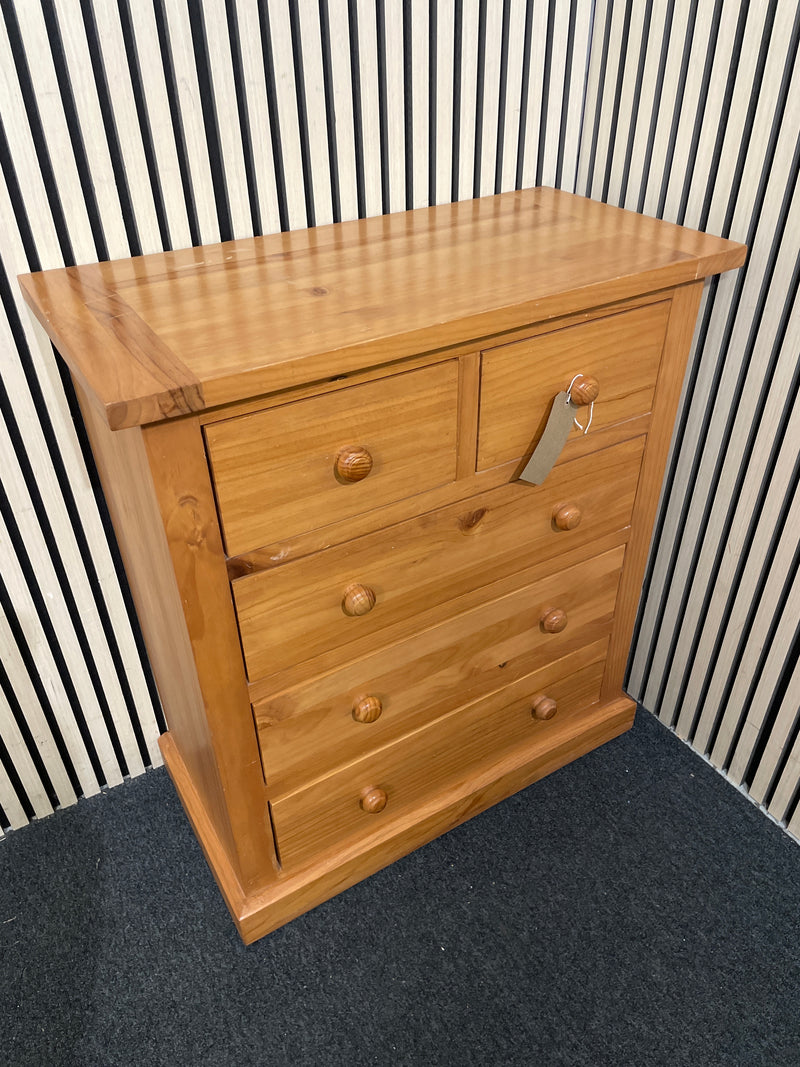 Natural pine 3+2 chest of drawers solid wood 80Wx40Dx90H  44485