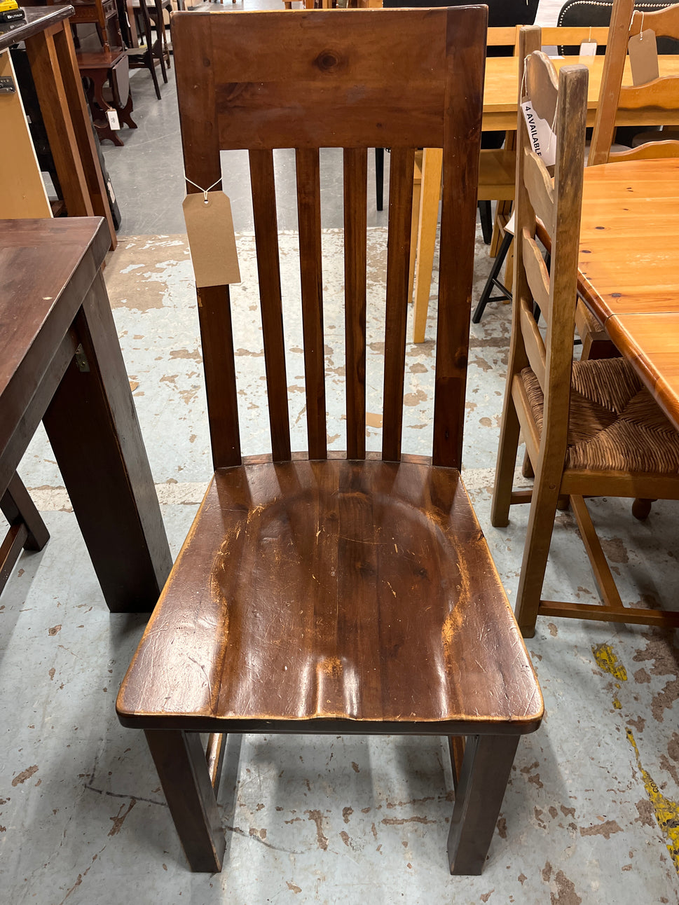 Solid large dark wood table with 6 no. matching chairs%A0 2125