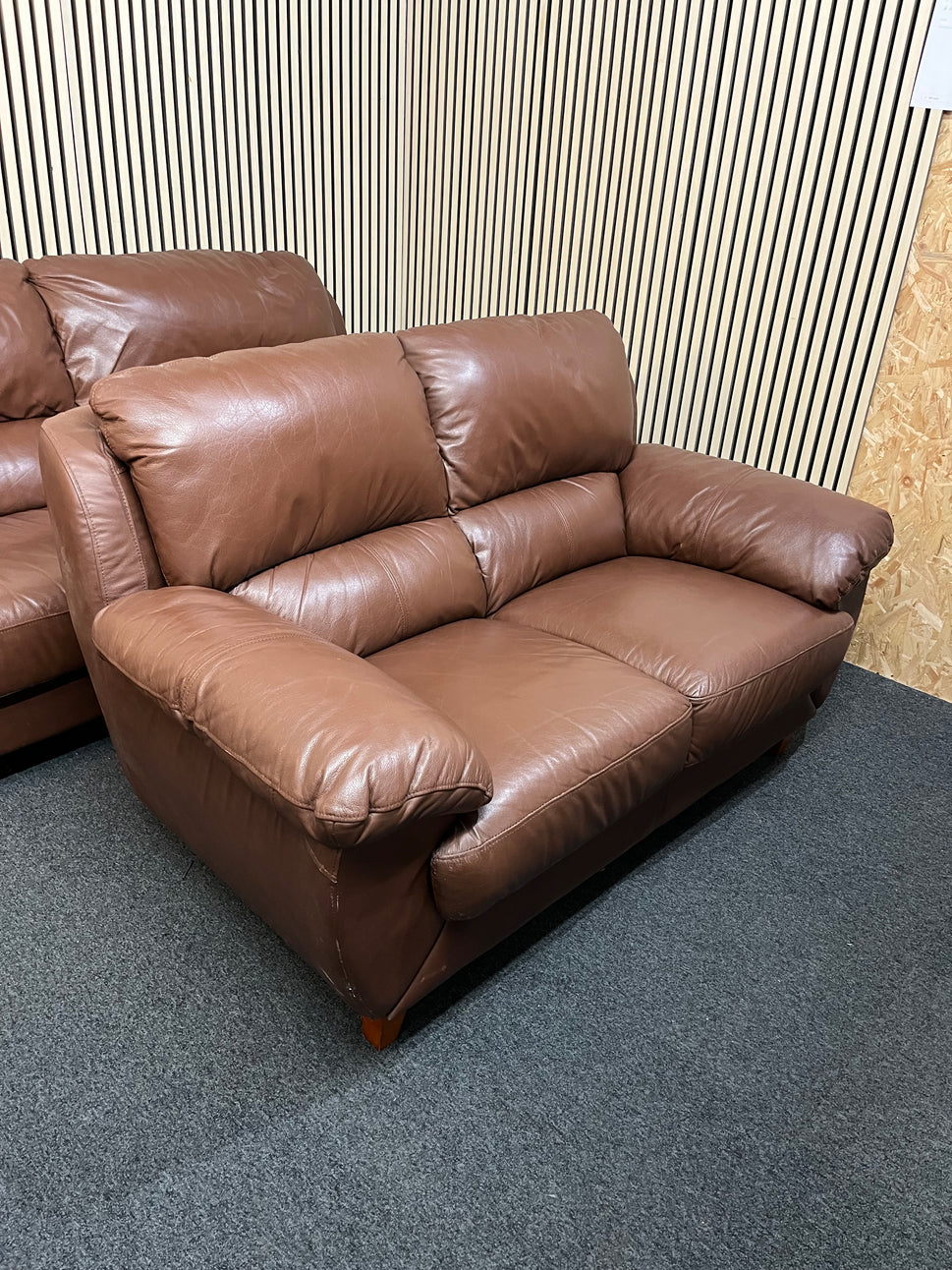 3+2 Dark brown leather suite 1126