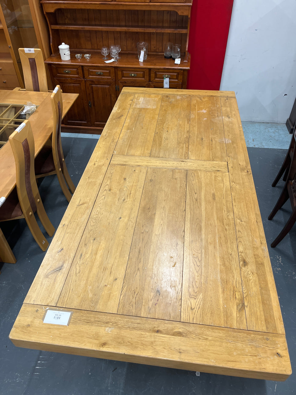 Large solid oak 8ft kitchen table 132 5