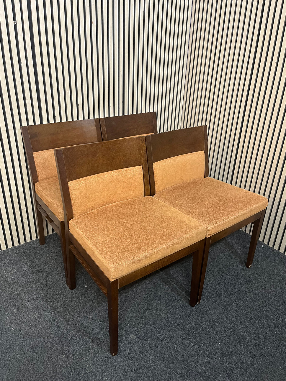Solid Walnut dining chair with apricot mixed fabric seat (SET OF 4) 43805A