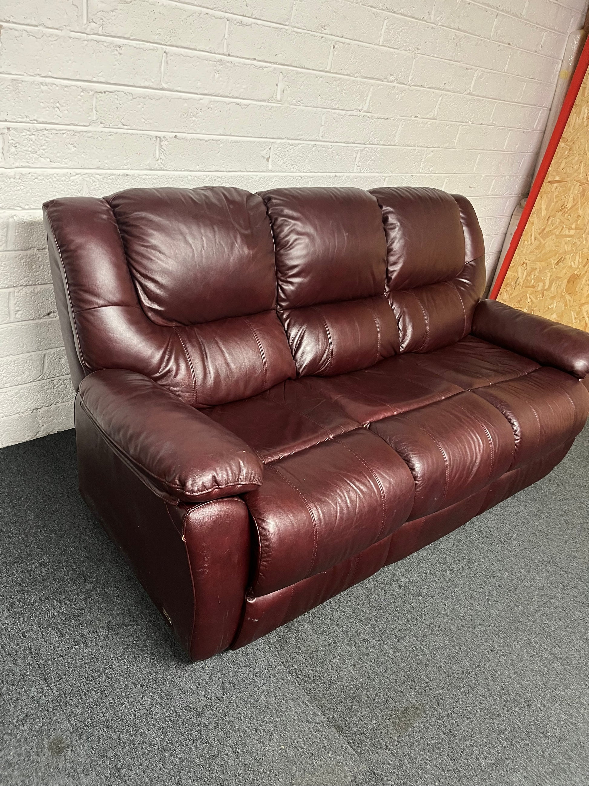 3+1+1 dark brown real leather suite with reclining armchairs 3225