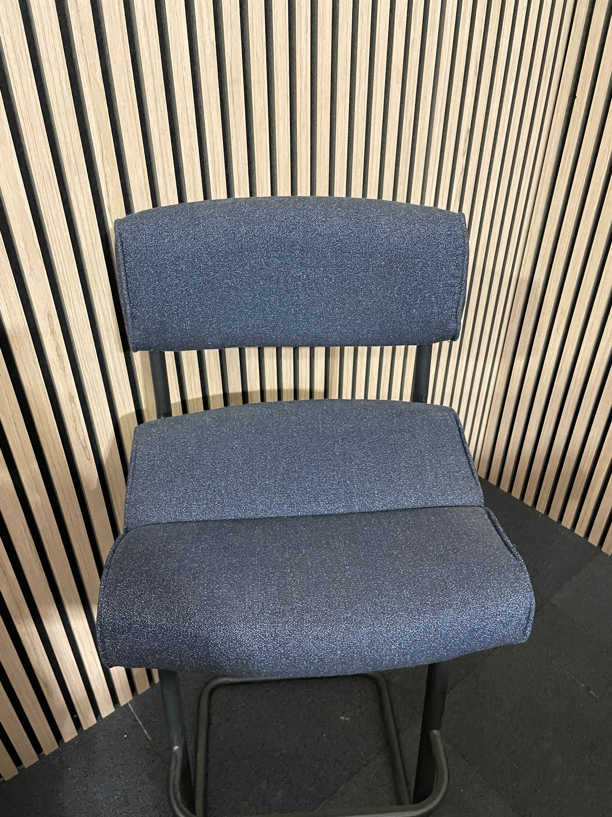 Ex-Demo Highback Navy  Fabric Stool w/ Foot Rest