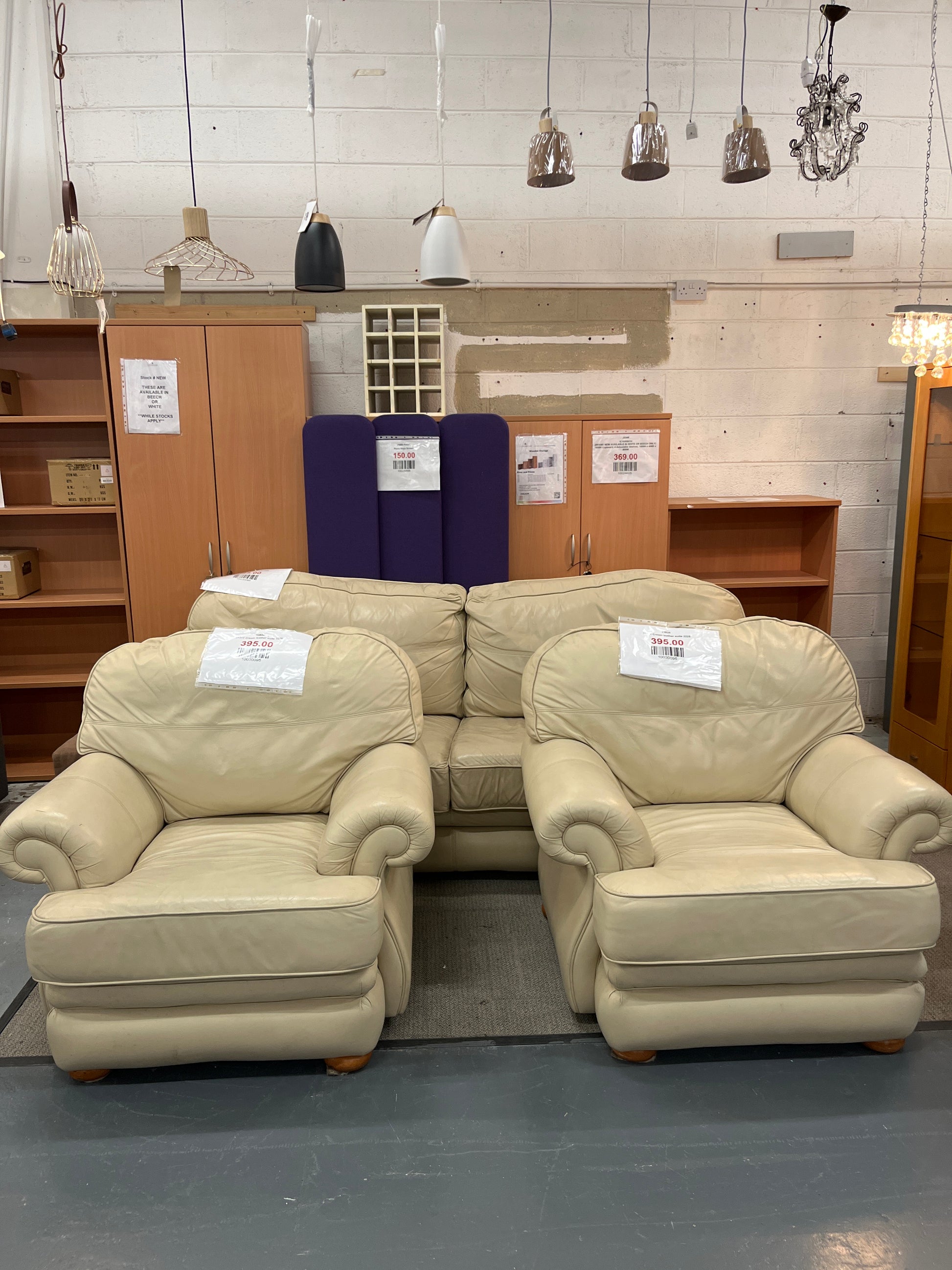 3+1+1 Cream leather suite 2225