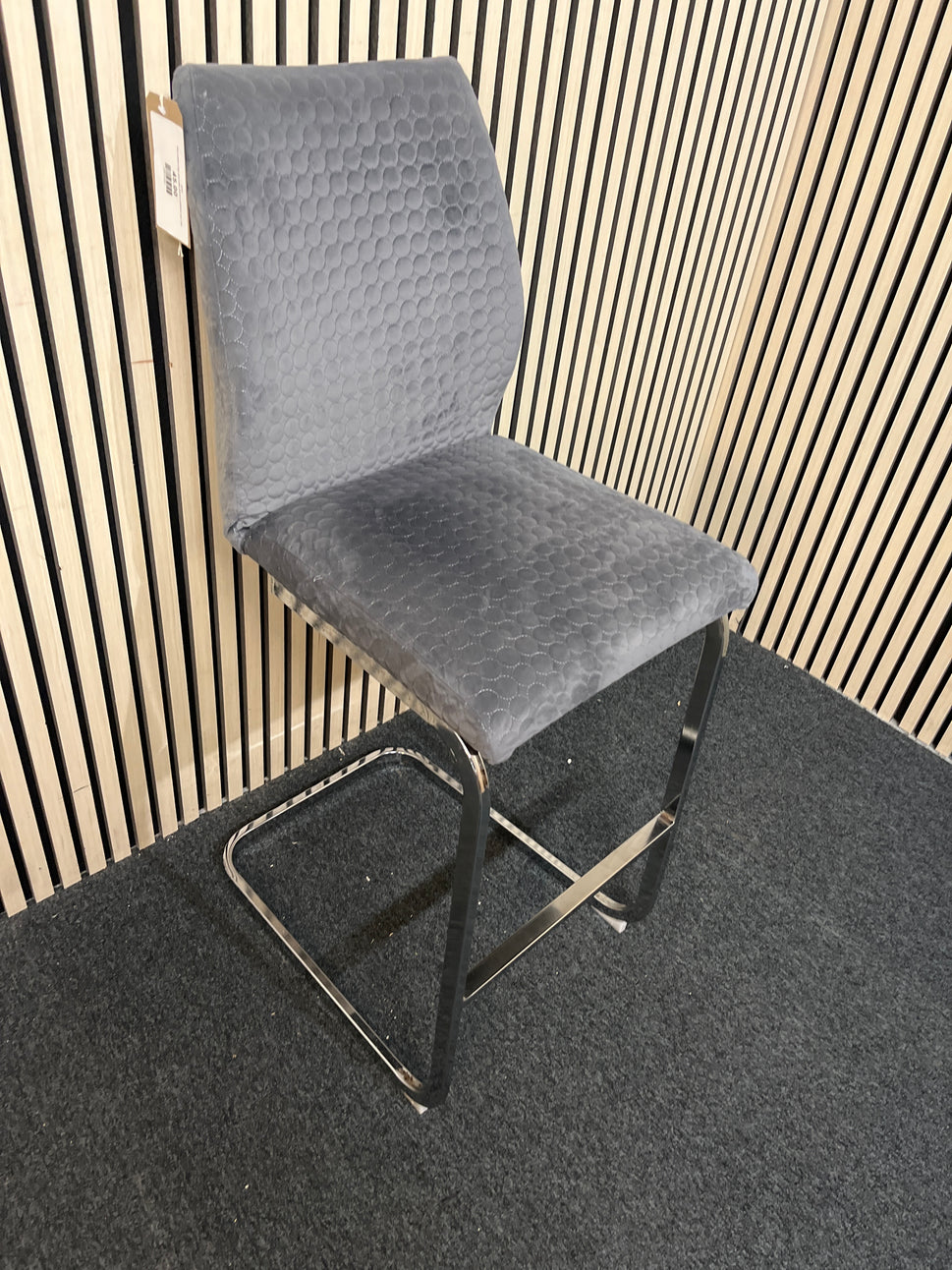Grey pattern high stool with chrome cantilever leg 1126