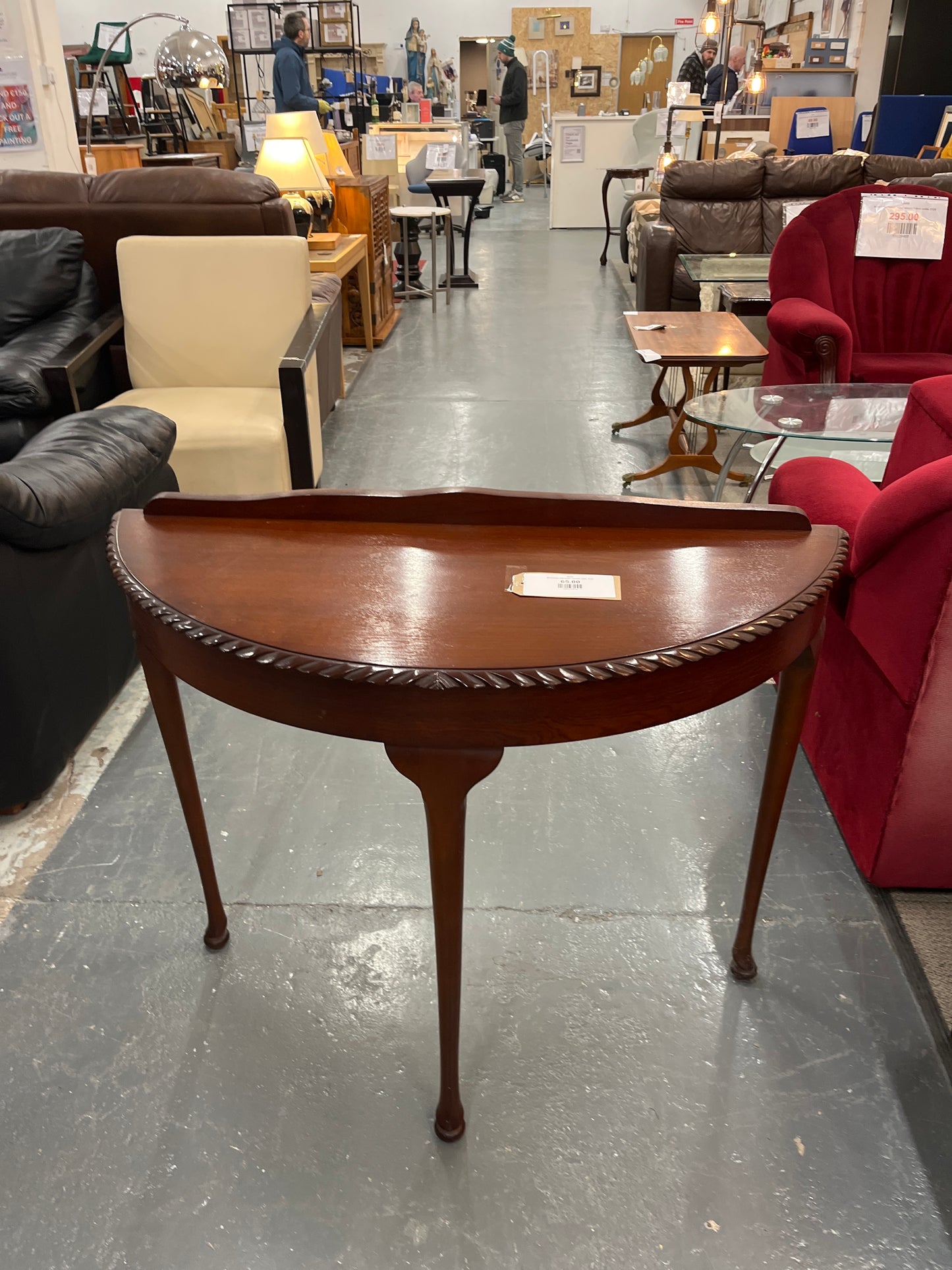 Mahogany half moon console table  2125