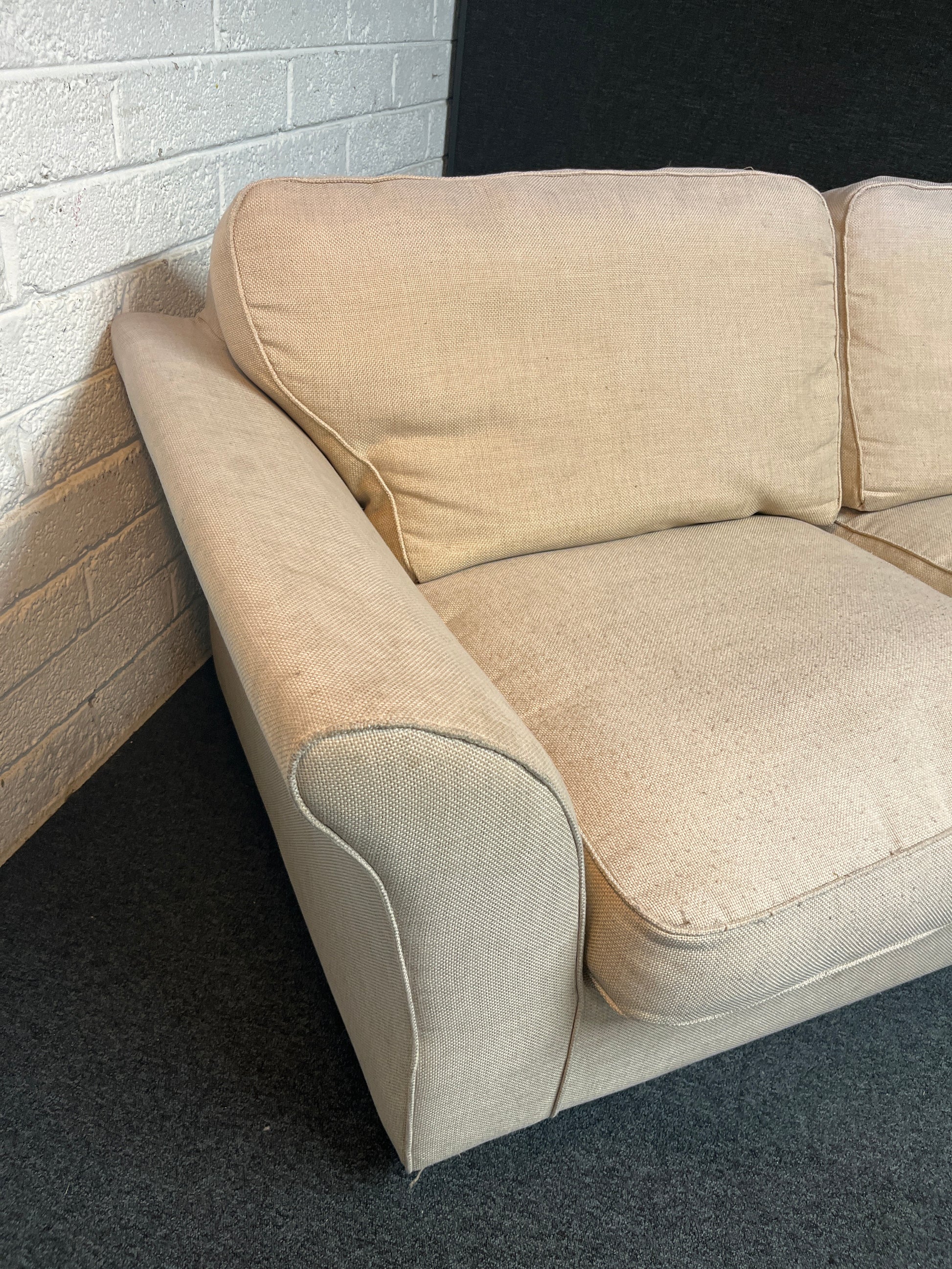 Large 2 seater oatmeal fabric sofa 2225