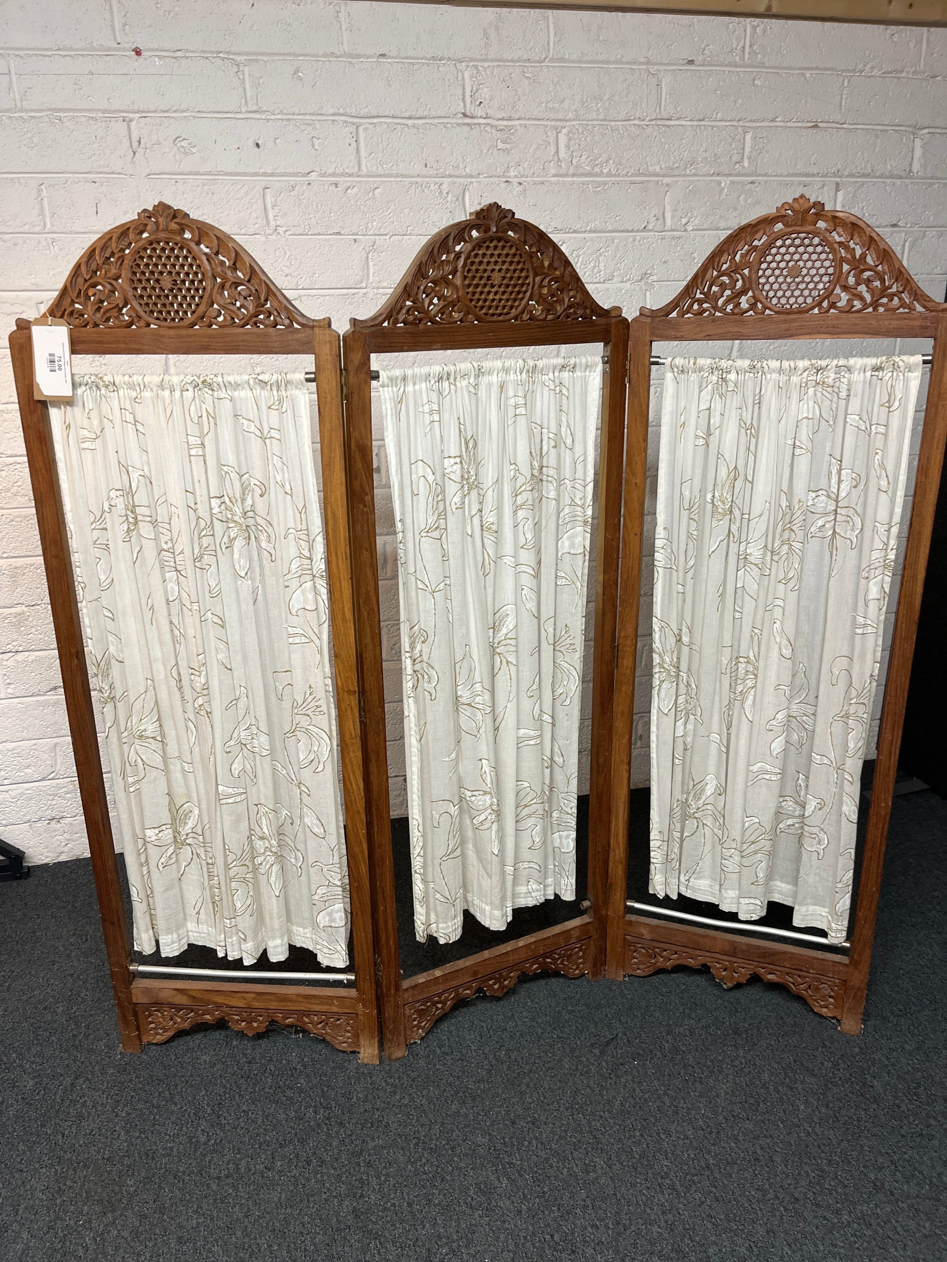 Solid wood framed folding room divider  2225