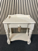 Switch White painted pine ornate 1 drawer bedside table 2425 2 image