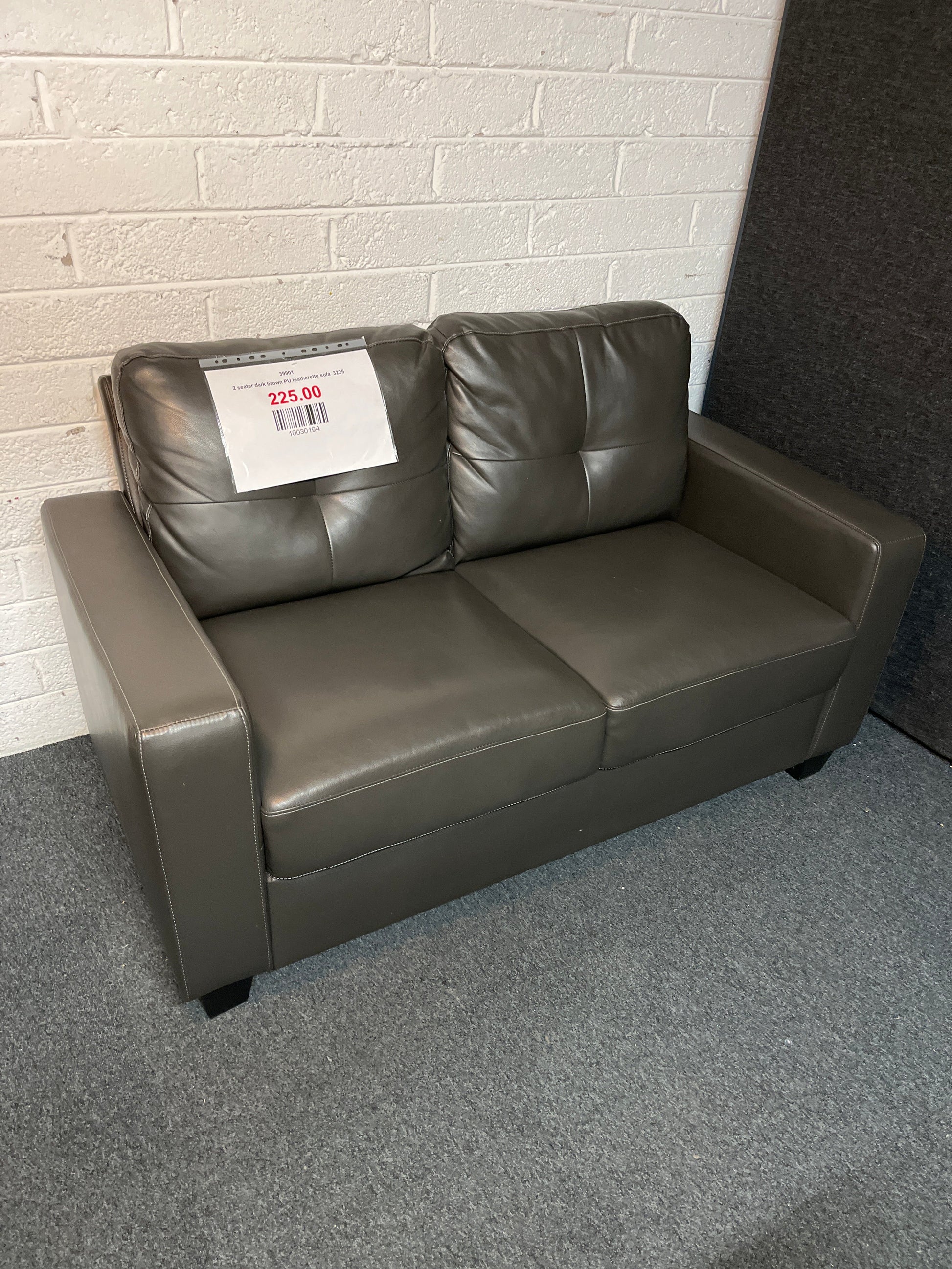 2 seater dark brown PU leatherette sofa  3225
