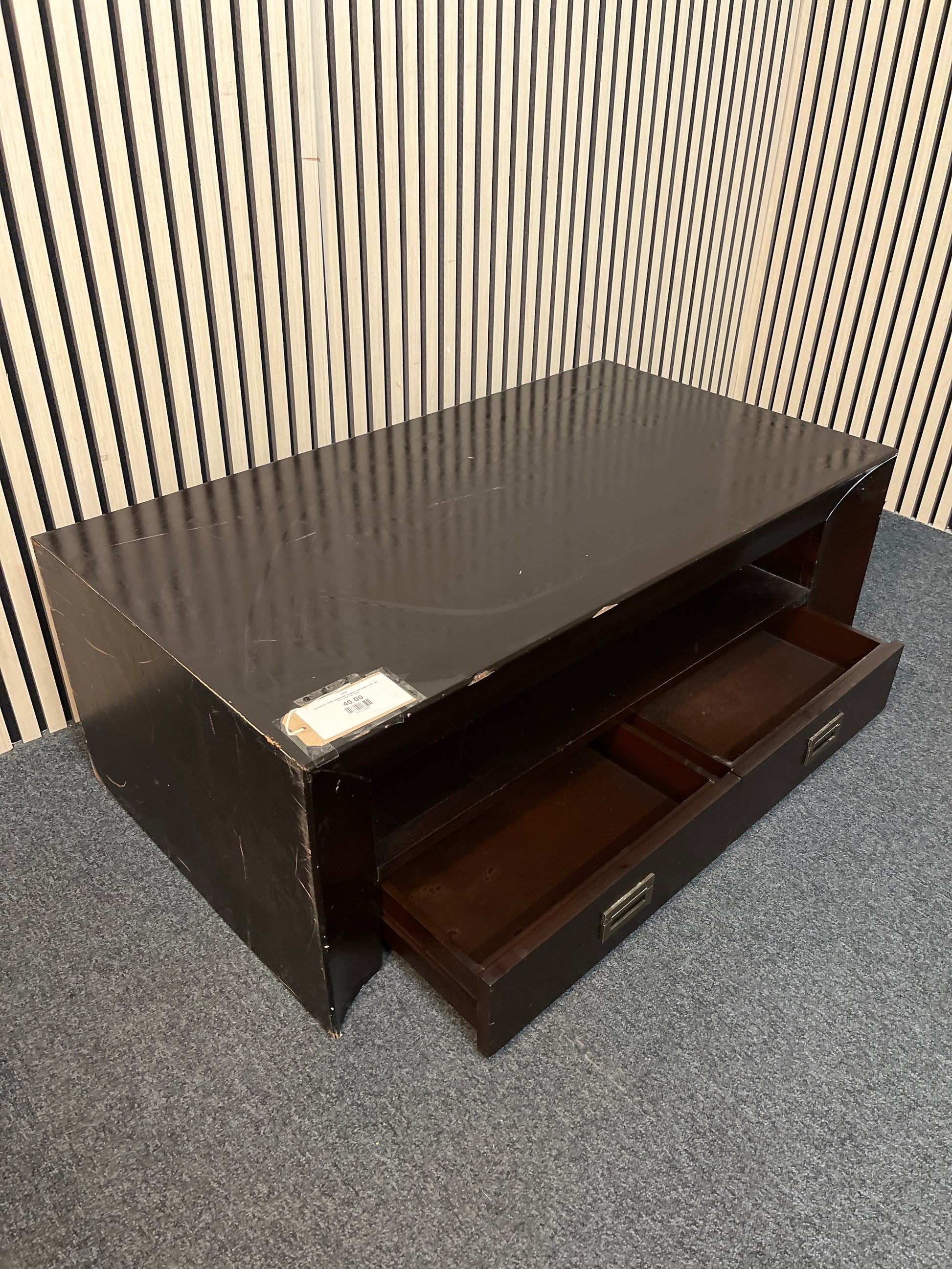 darkwood coffee tables with drawers and shelf (H 40 x W 110 x D 60 cm) 2425