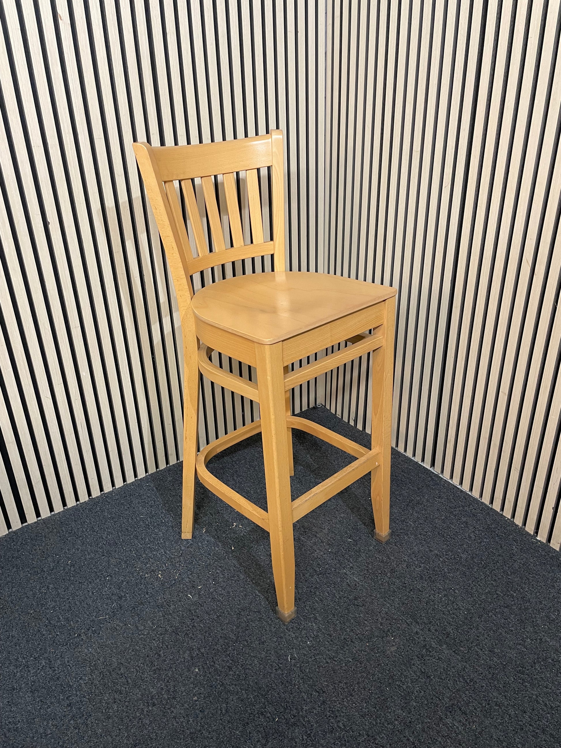 Beech tall wooden stool with high back 1126