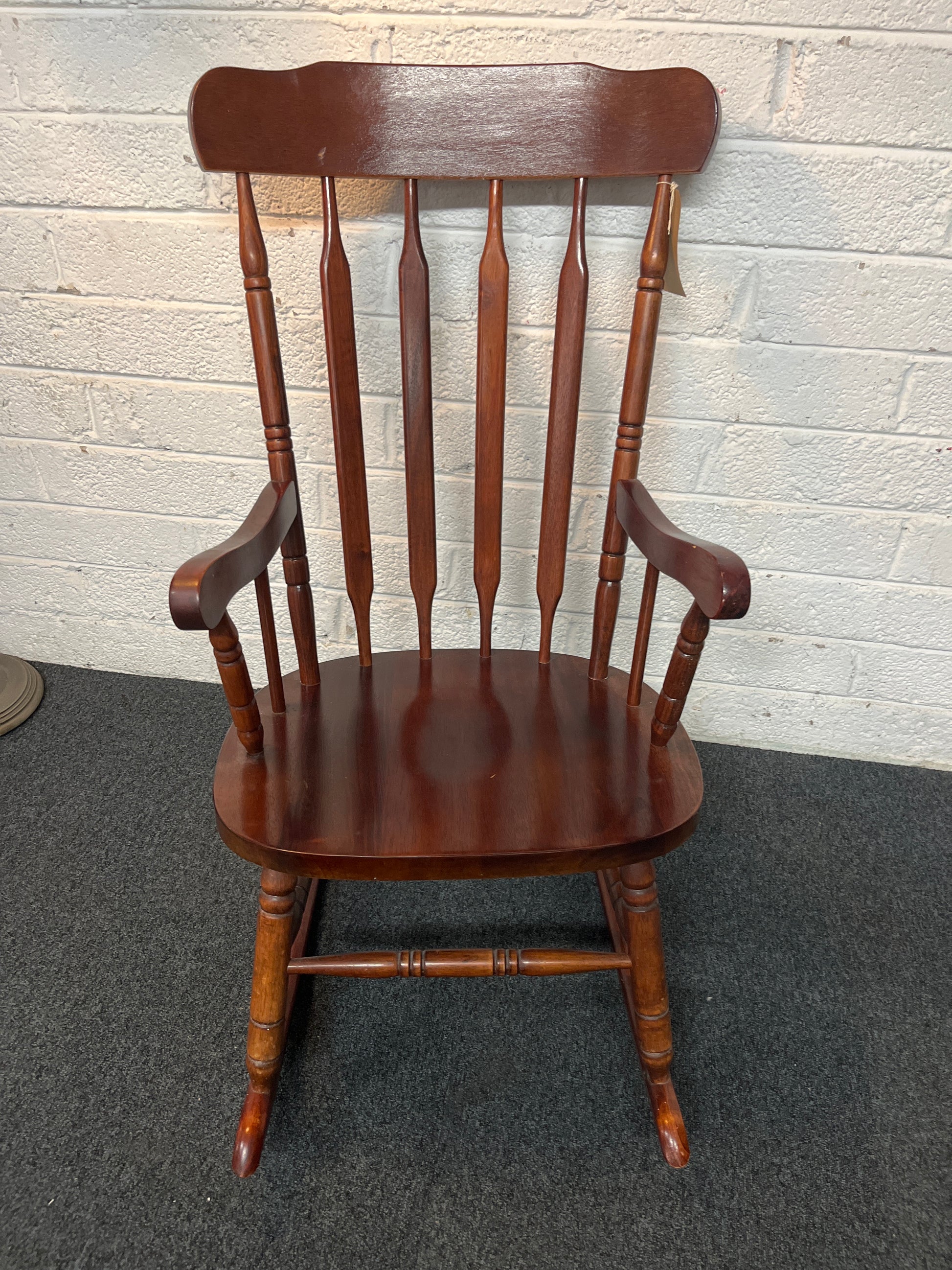 Mahogany rocking chair with checkered cushion 3225