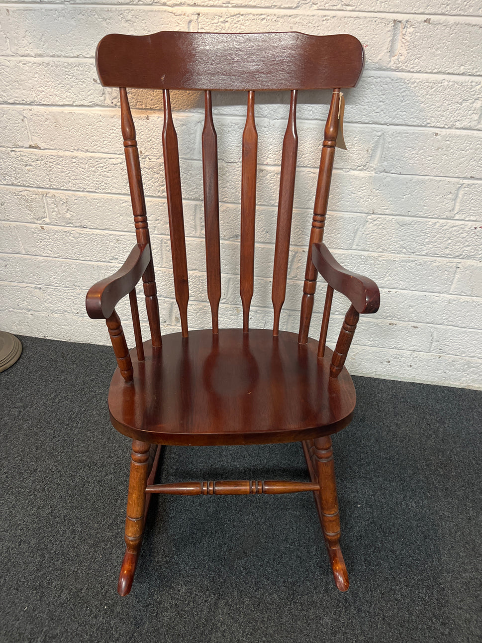 Mahogany rocking chair with checkered cushion 3225