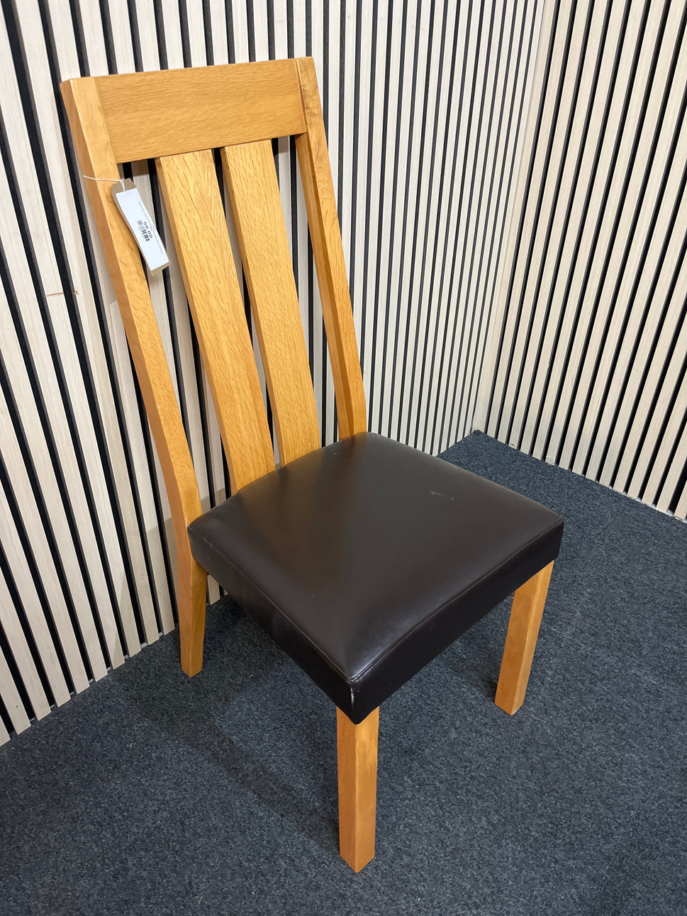Solid beech high back dining chair with black vinyl seat 1425