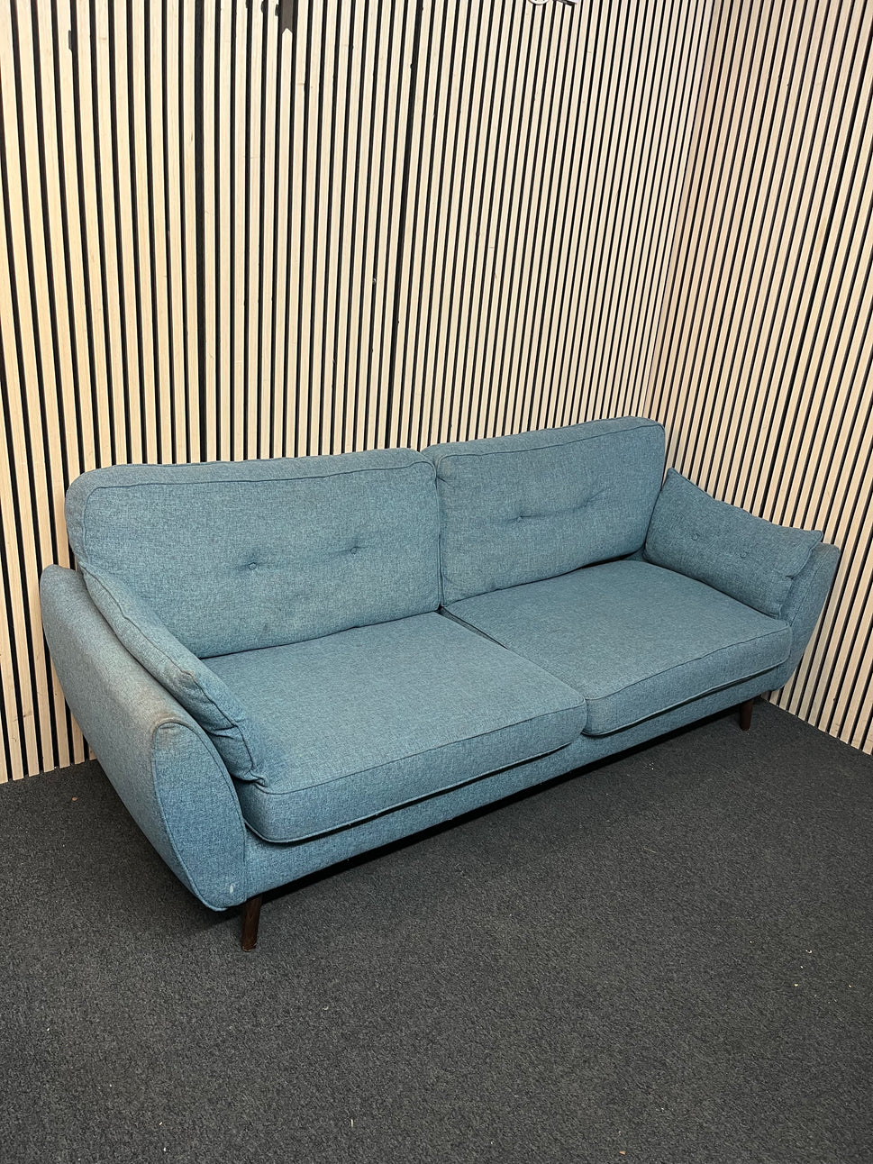 Large 3 seater Teal mixed fabric sofa (230 cm width) 43393