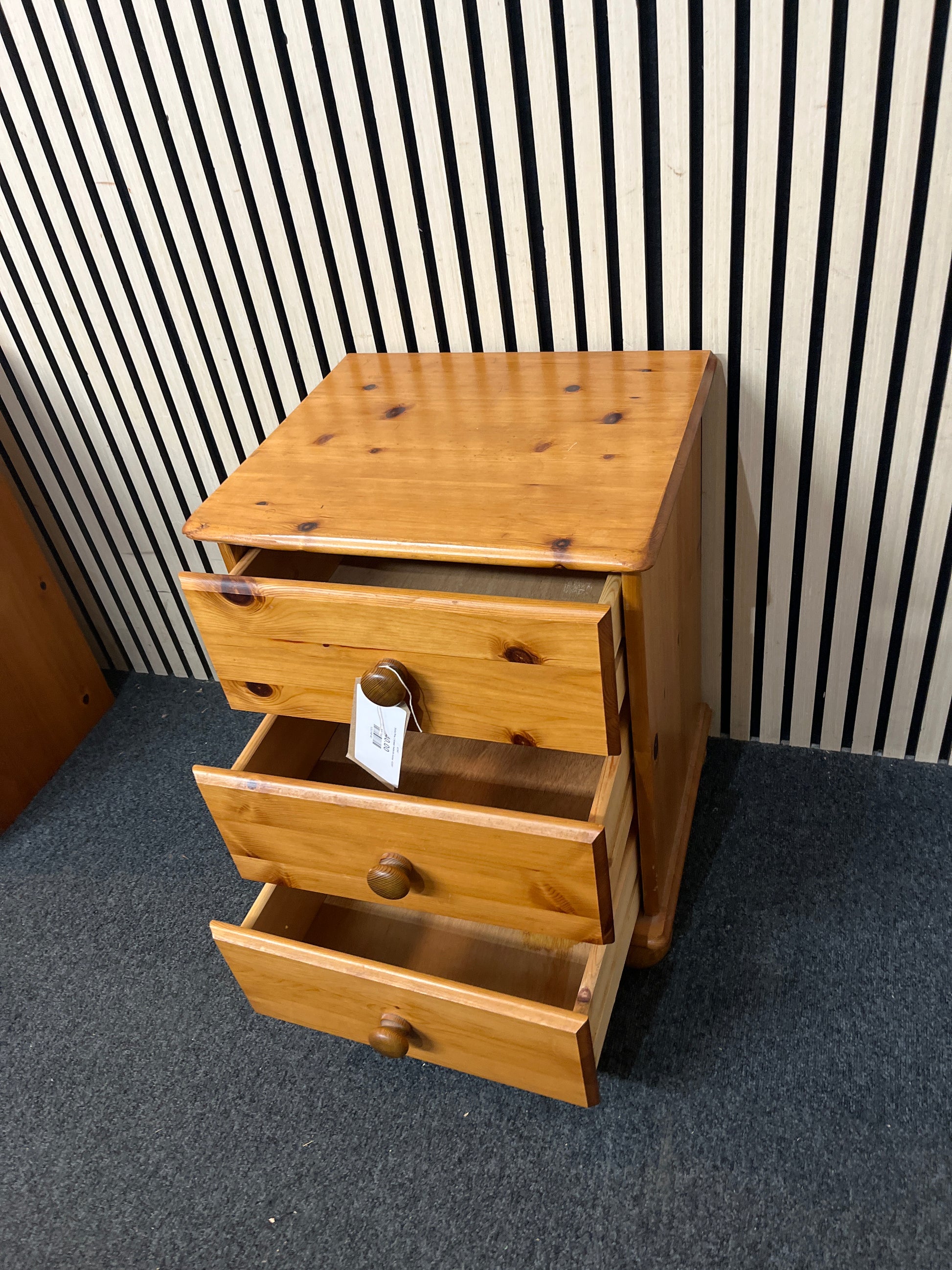 Solid Pine 3 drawer bedside locker  43397
