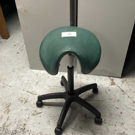 Green leather ergonomic swivel chair- no back
