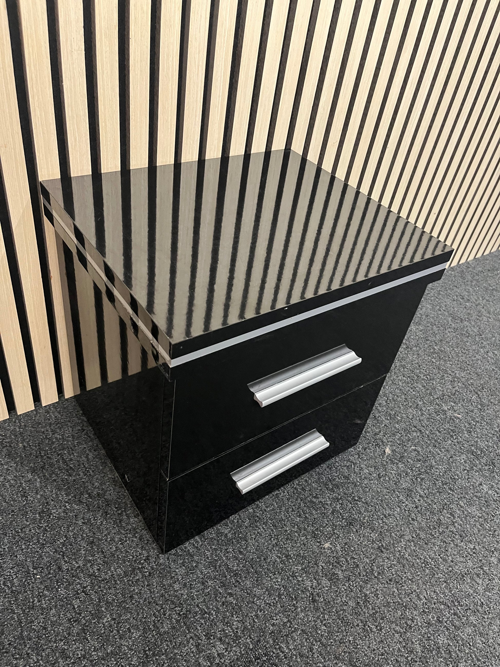 black gloss 2 drawer bedside locker (SET OF 2) 3325