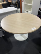 Switch 1200W light wood laminate circular meeting table with white central base 2 image