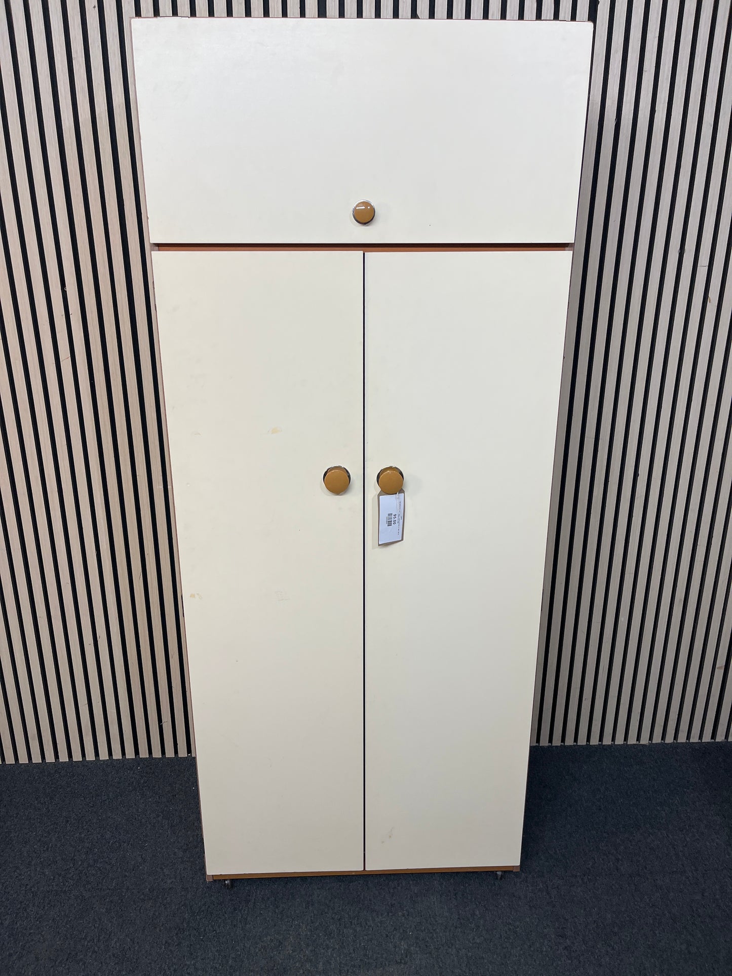 Tall white laminate 2 door 1 shelf wardrobe (H 186 x W 76 x D 52 cm) 3126