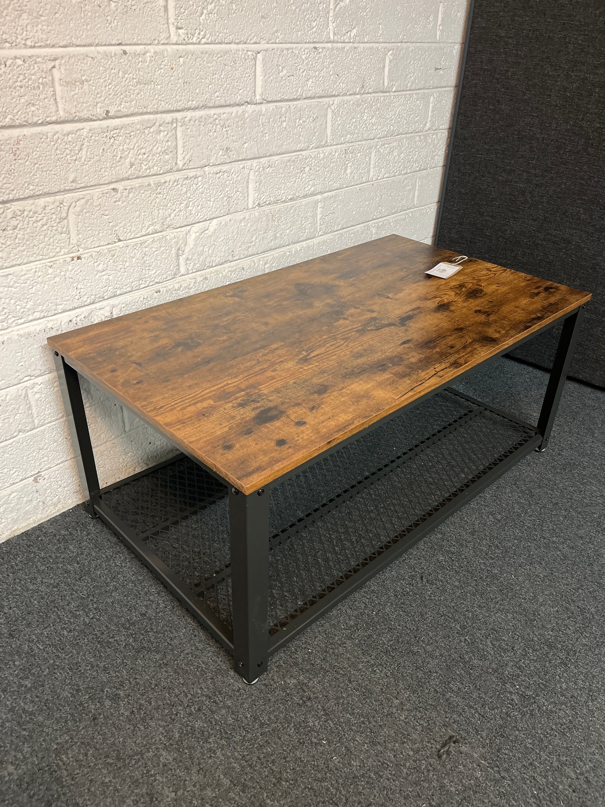 Dark wood and metal low rectangular coffee table 3225