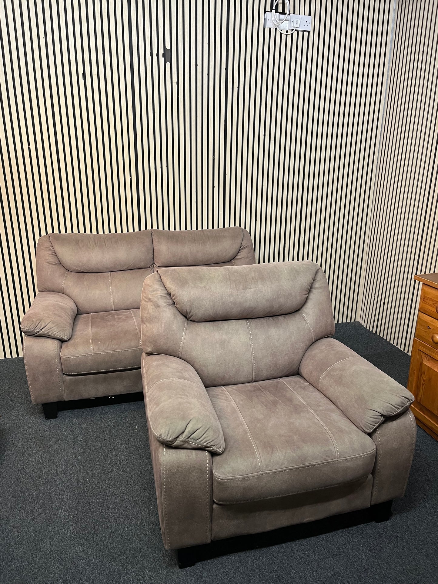 Olive green suede 3+1 sofa suite 43487