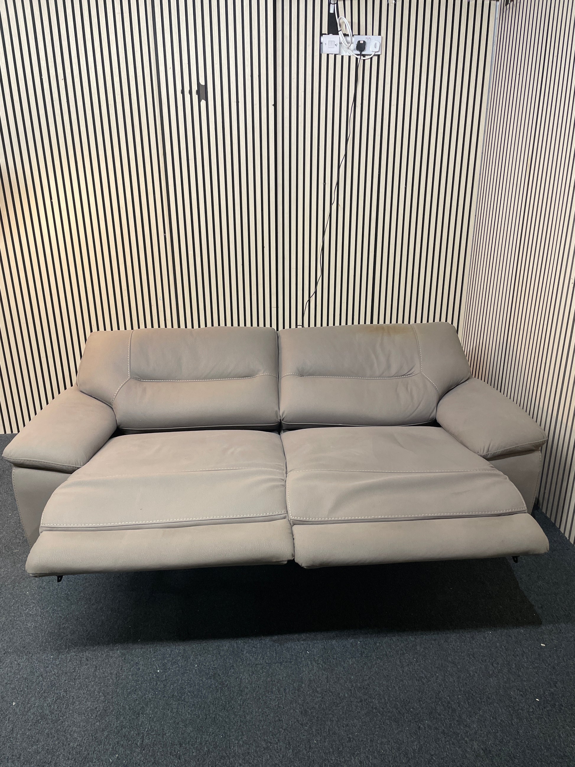 Large 2 seater light grey fabric sofa electric recliner sofa 2425