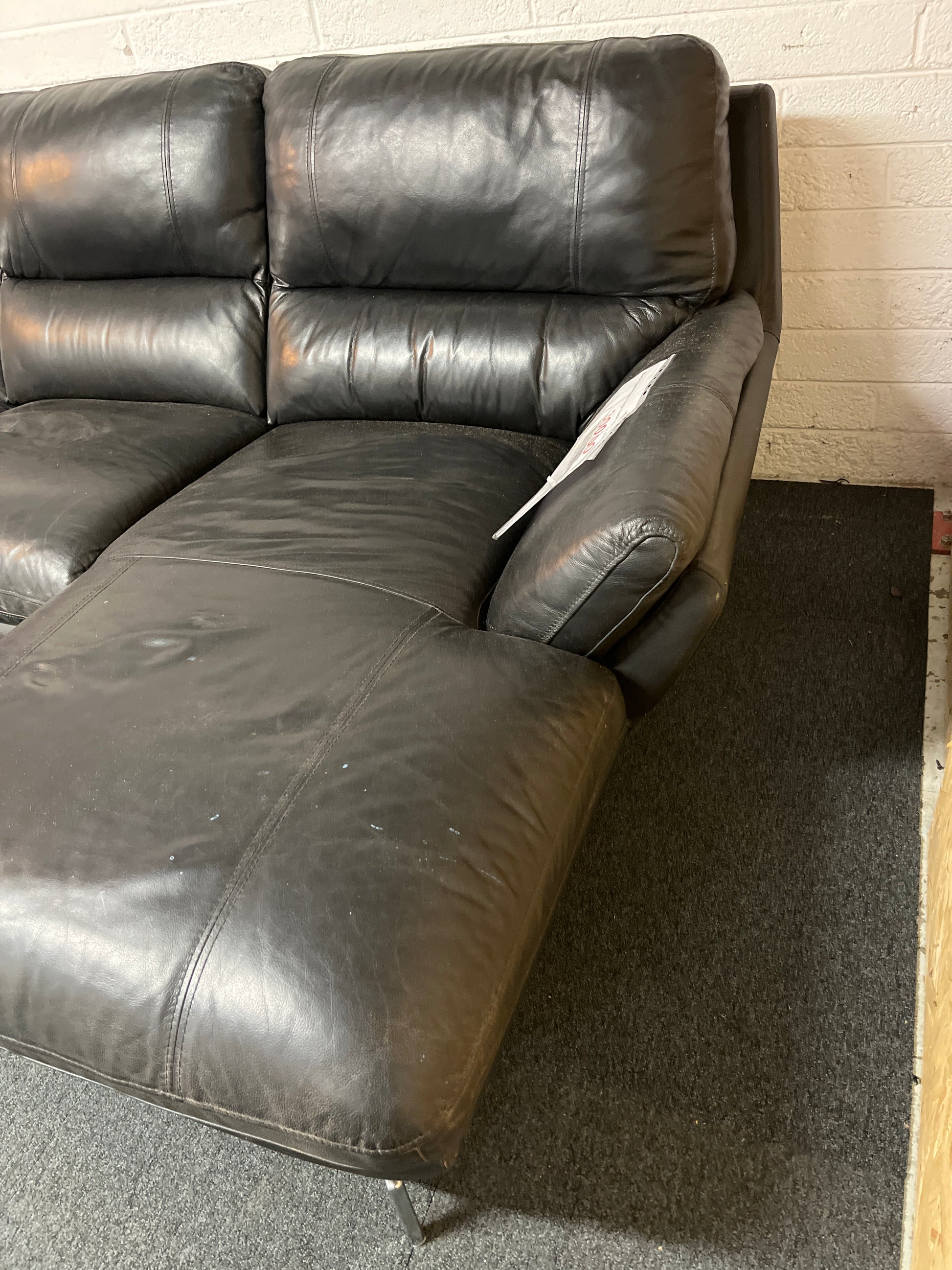 Black leatherette high back corner suite in sections 1325