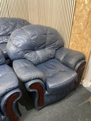 Switch 3+1+1 real soft navy Italian leather sofa suite 2425 3 image