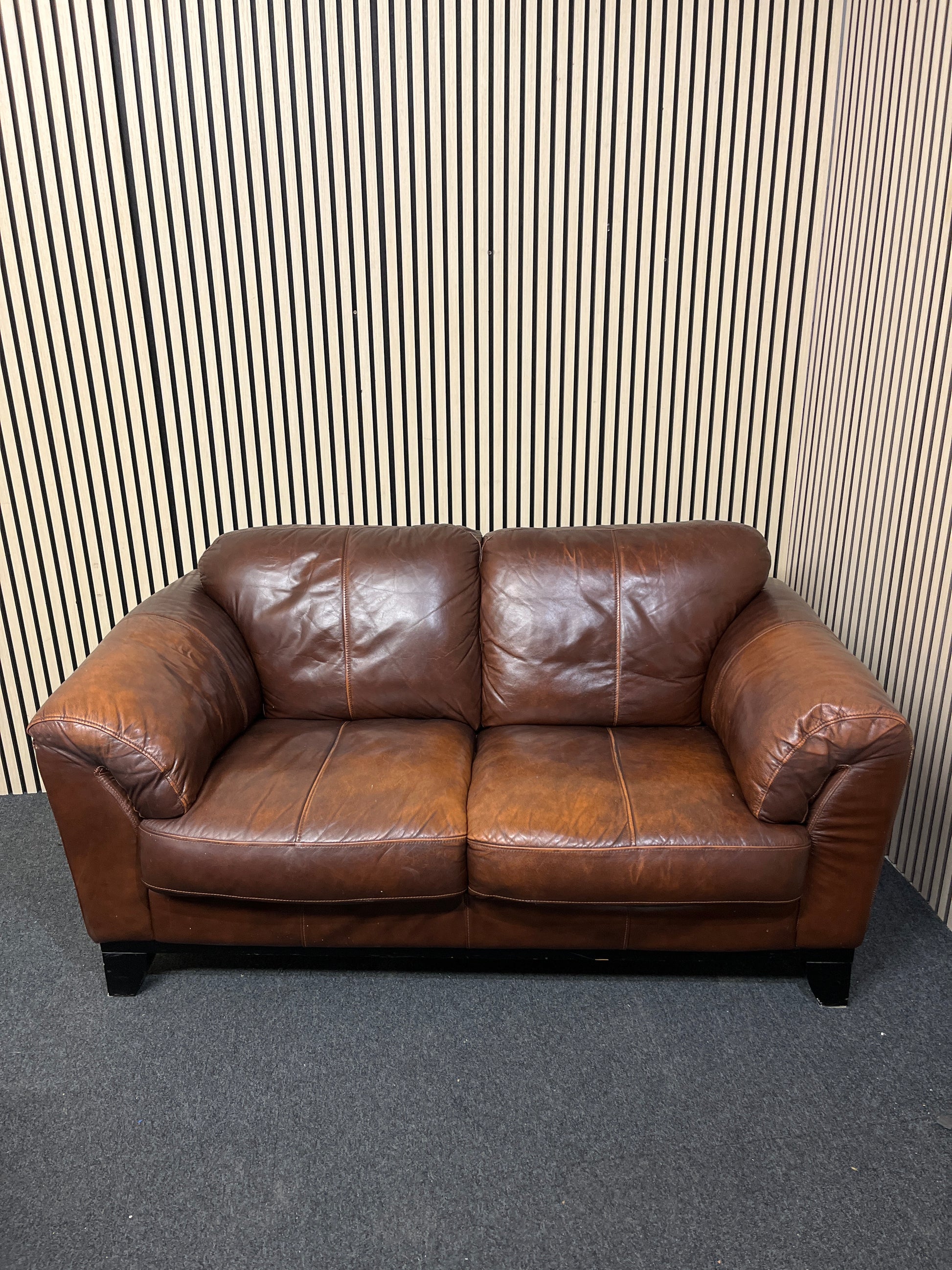 2+1 dark soft brown leather sofa suite (Widths 160, 120 cm respectively)  1425