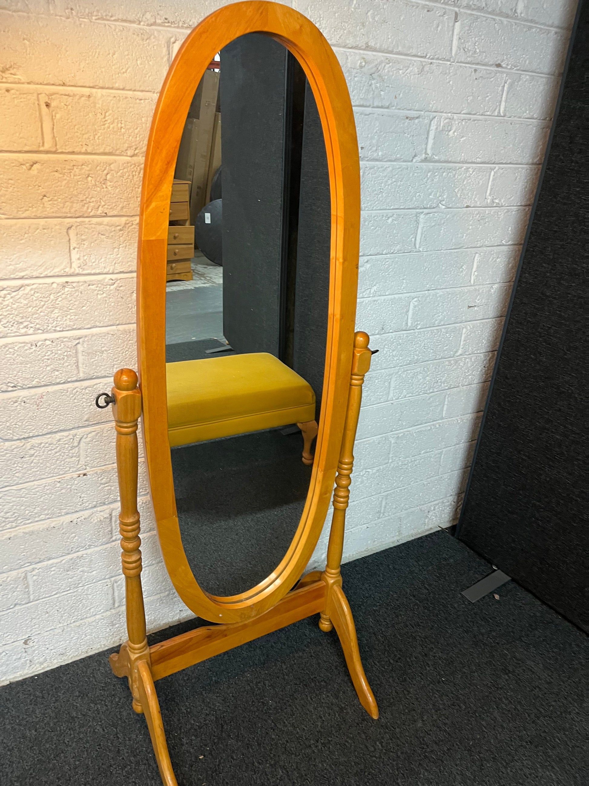 Pine framed oval cheval mirror 2225