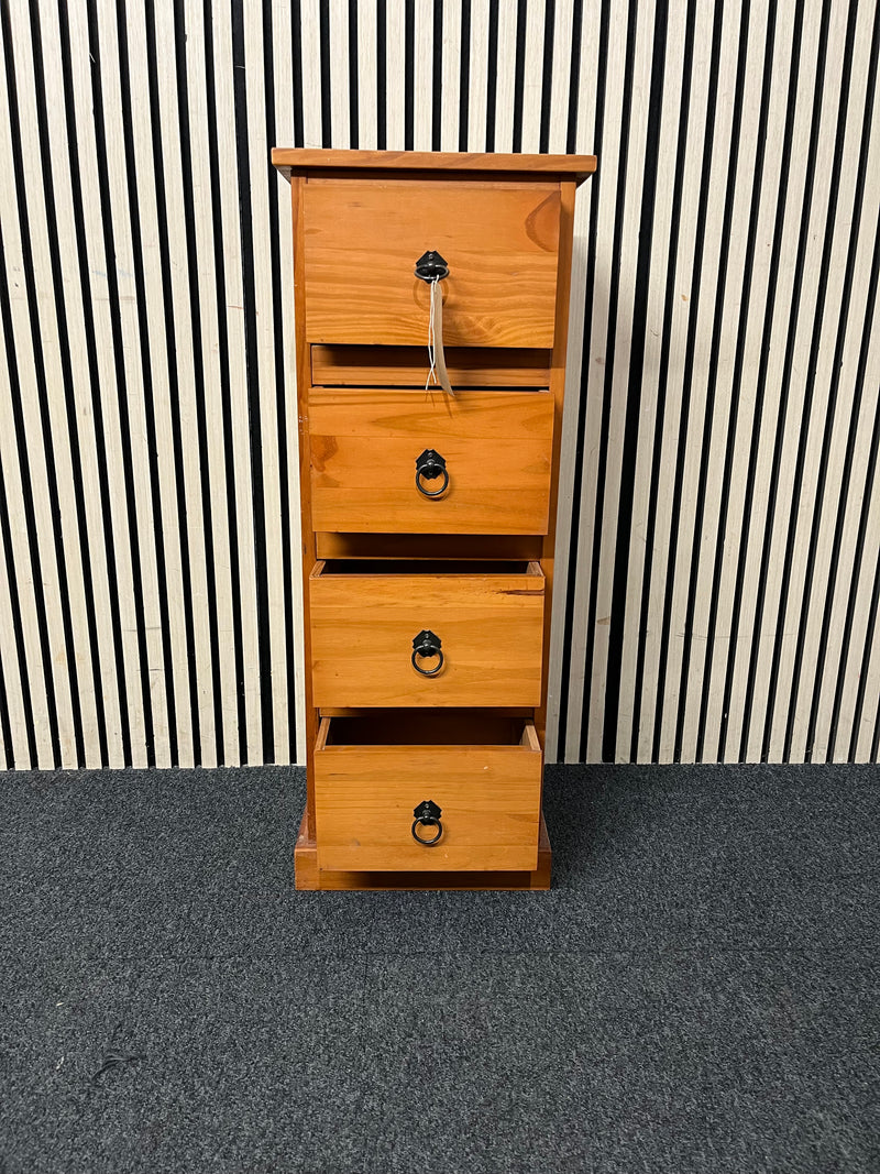 Tall slim 4 drawer pine locker (H 94 x W 36 x D 28 cm)  44766