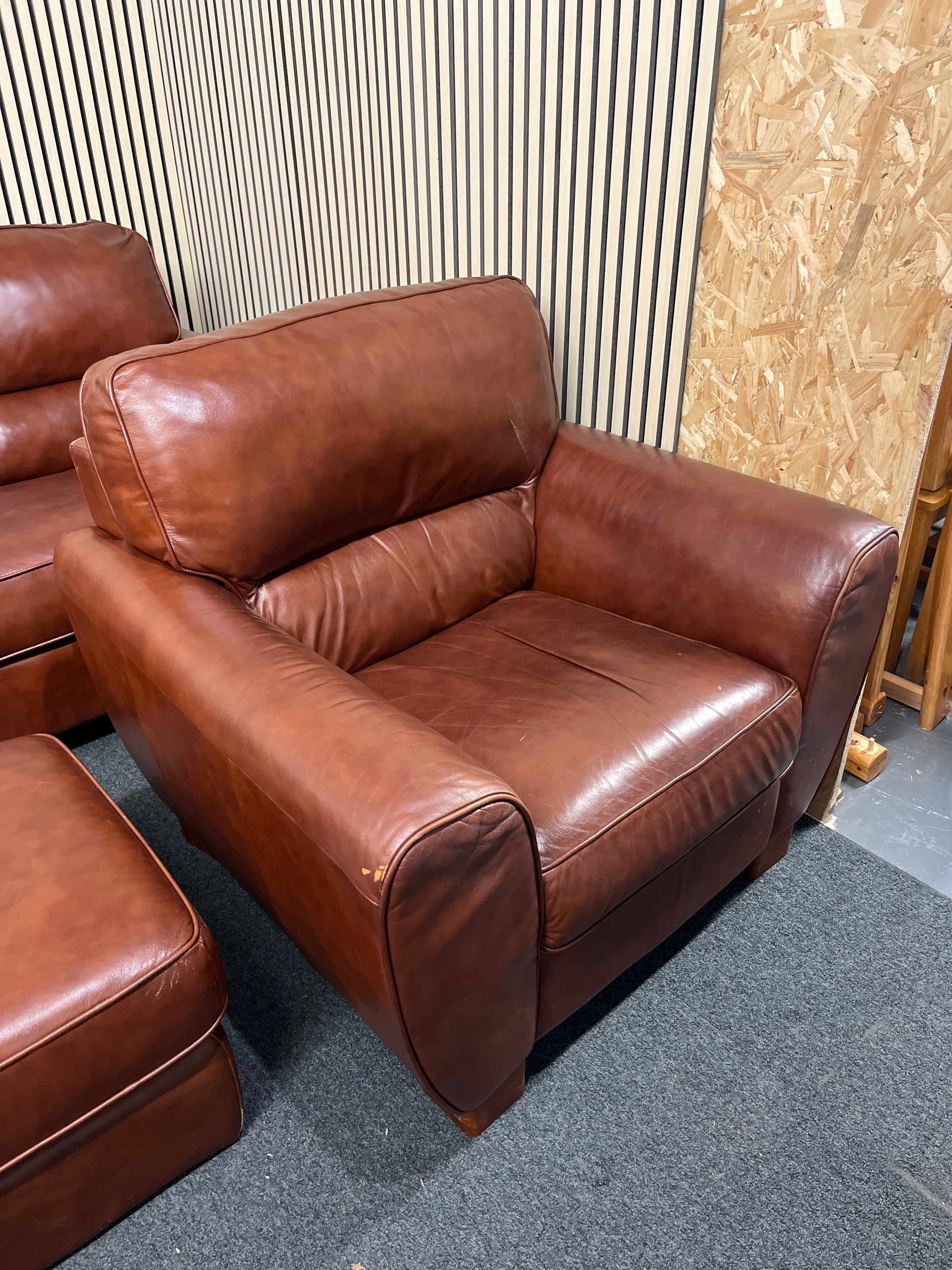 3+1+1+footstool tan leather sofa suite 2325
