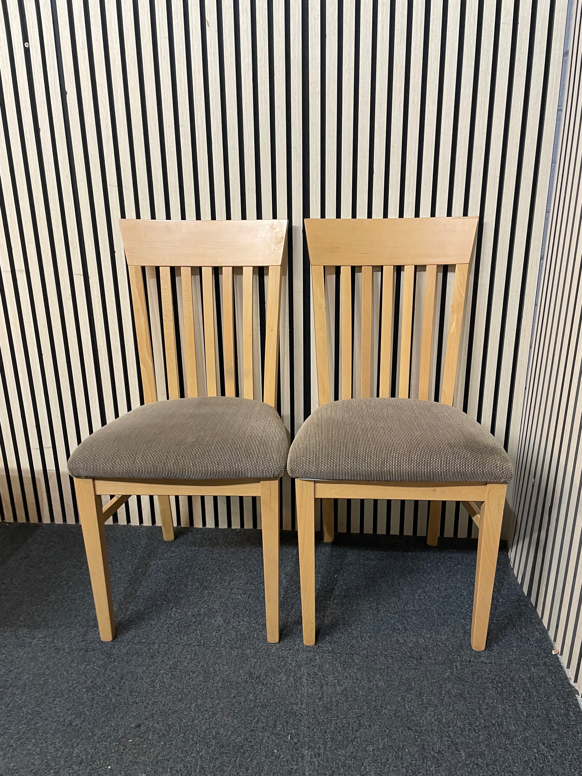 Beech highback dining chair with beige fabric seat (SET OF 2) 43847