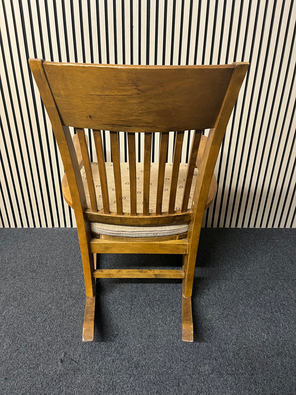 High back solid wood slatted back rocking chair 2325