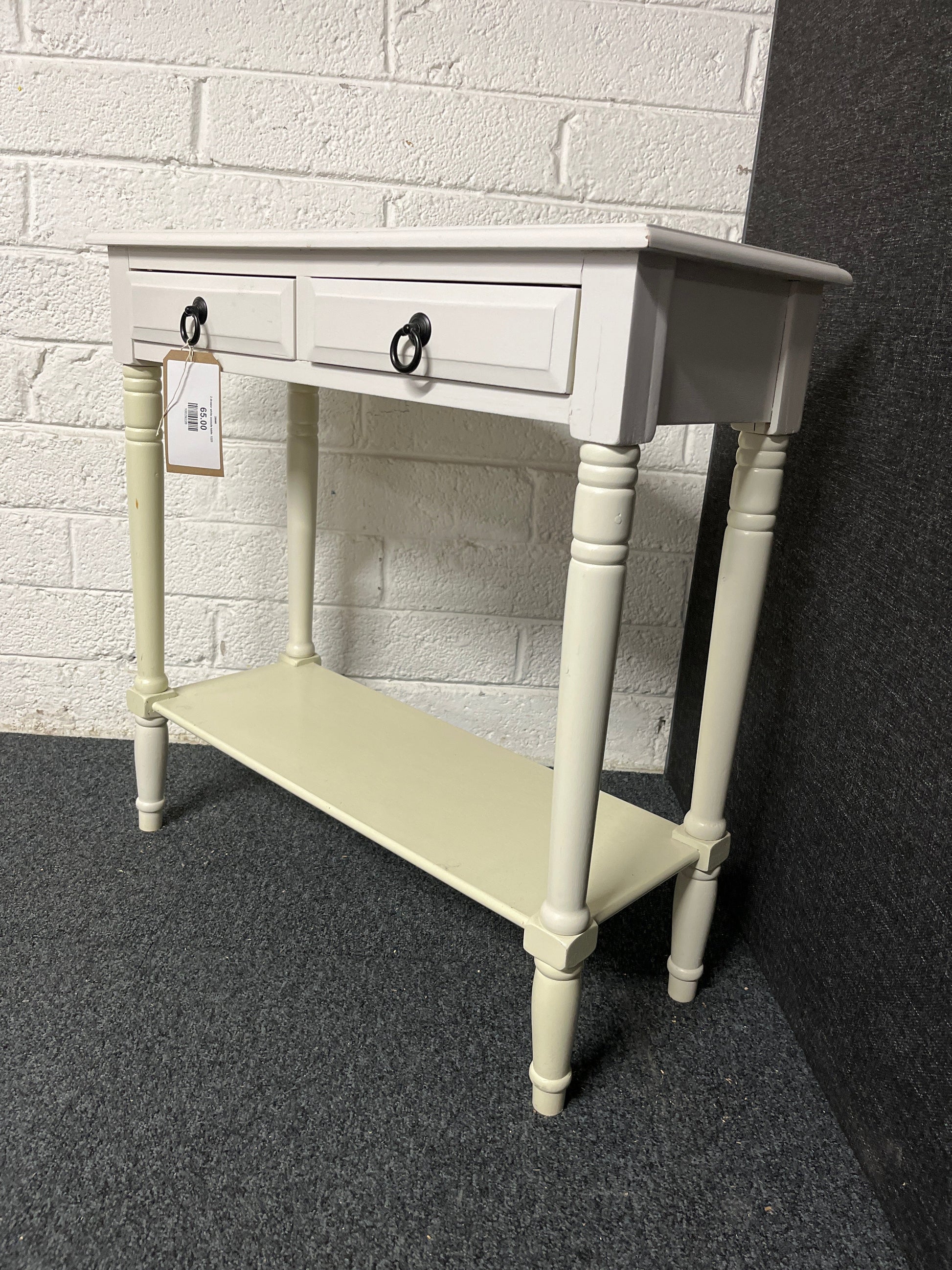 2 drawer white console table  1225