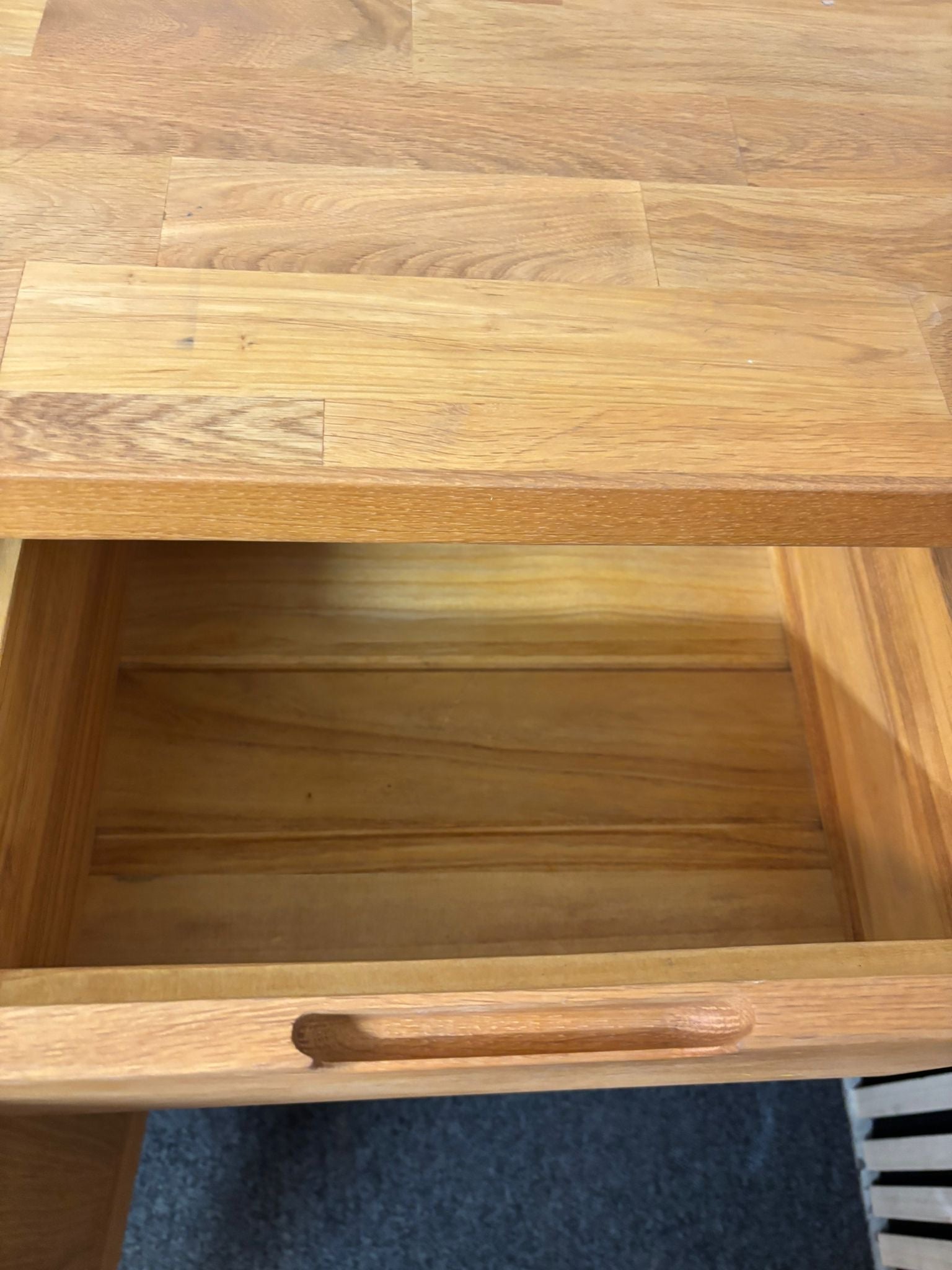 Solid oak 2 drawer hall table (H 80 x W 100 x D 40 cm) 2226