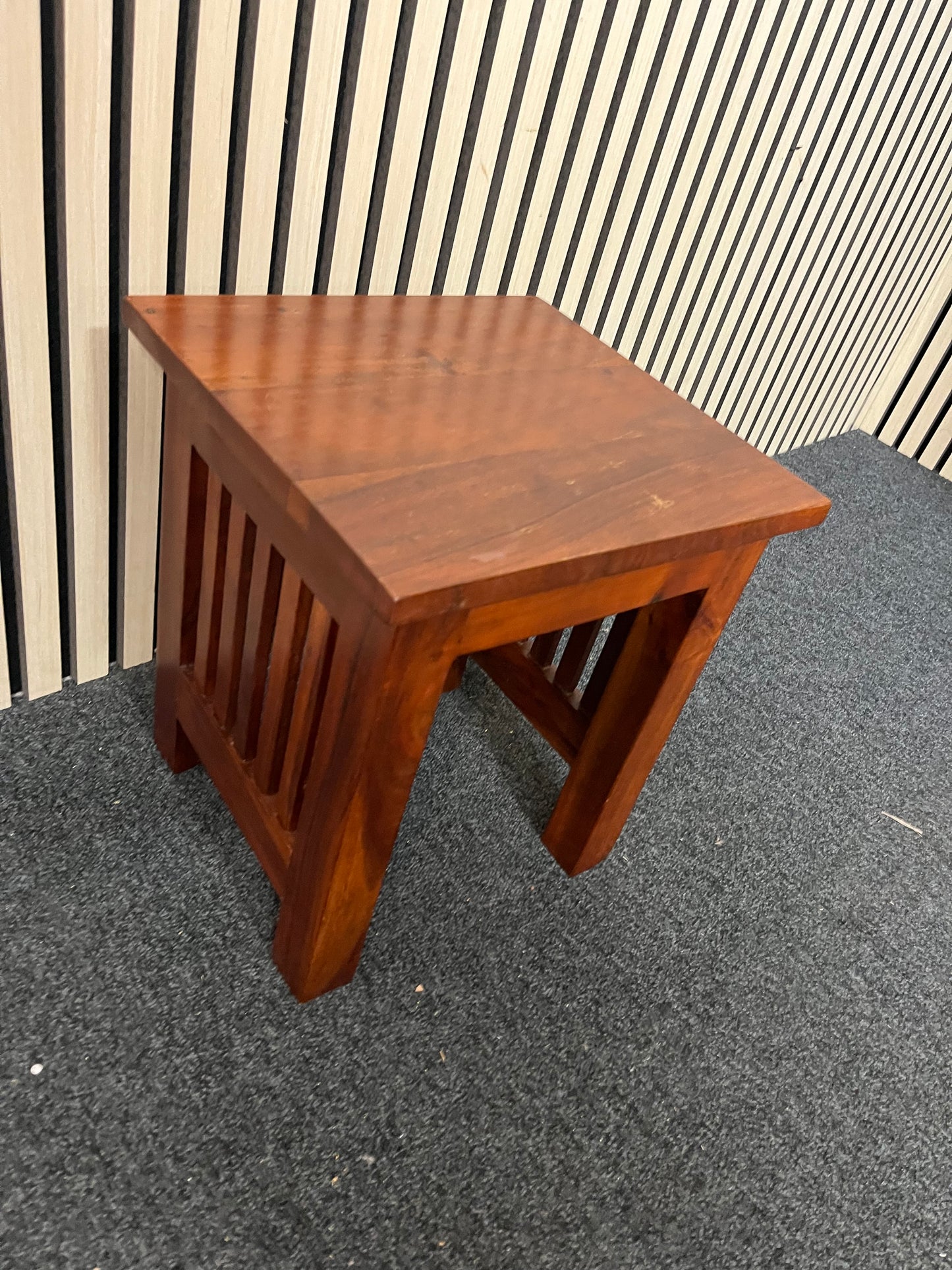 Square stained wood small side table  2325