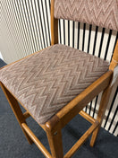 Switch Solid stained rubberwood high back bar stool with brown mix fabric seat cushion 3 image