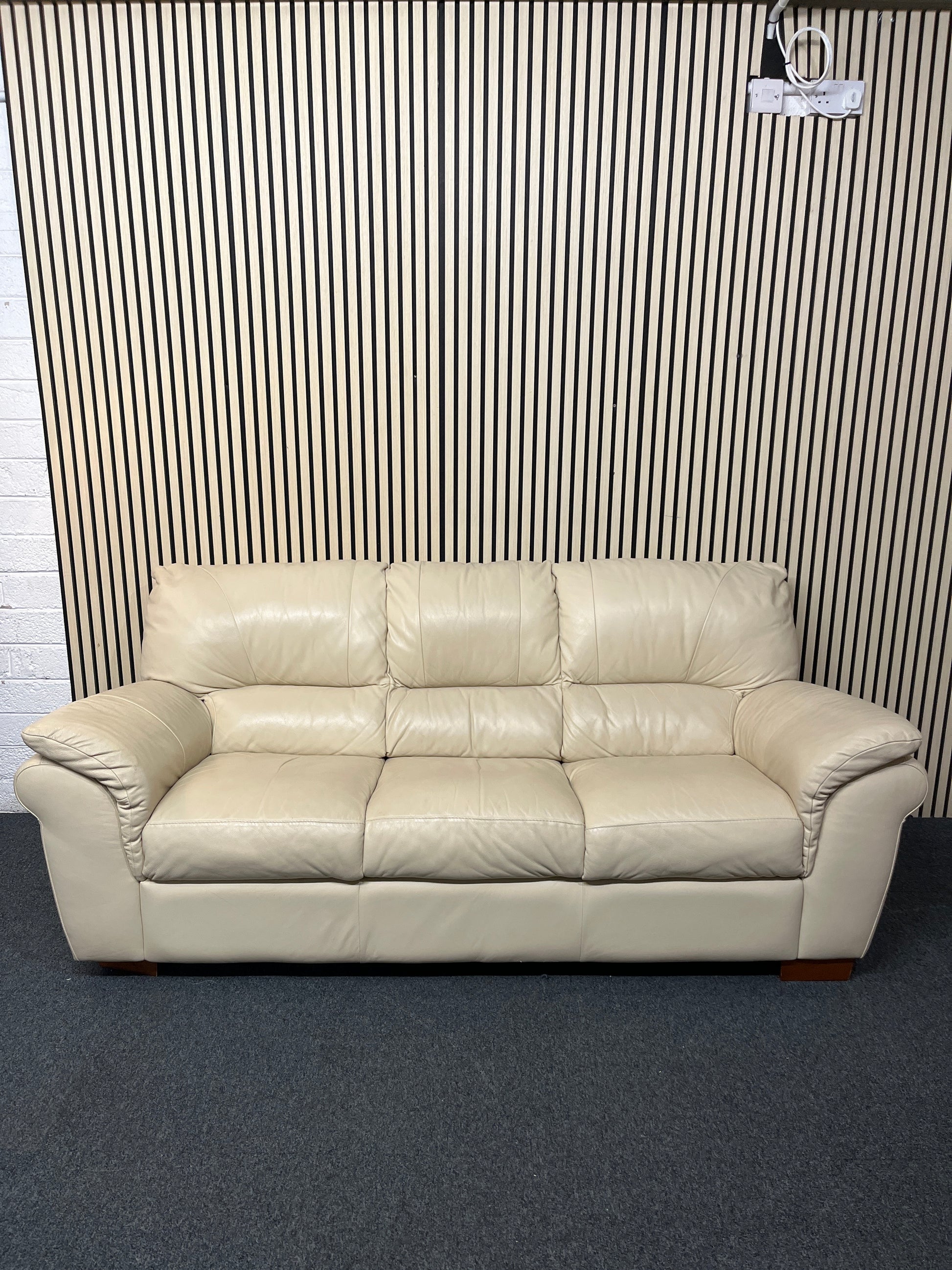 3 seater soft cream leather sofa (210 cm wide) 3325