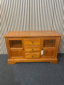 Switch Solid teak stained low 2 door 3 drawer sideboard (H 75 x W 126 x D 47 cm) 2425 2 image