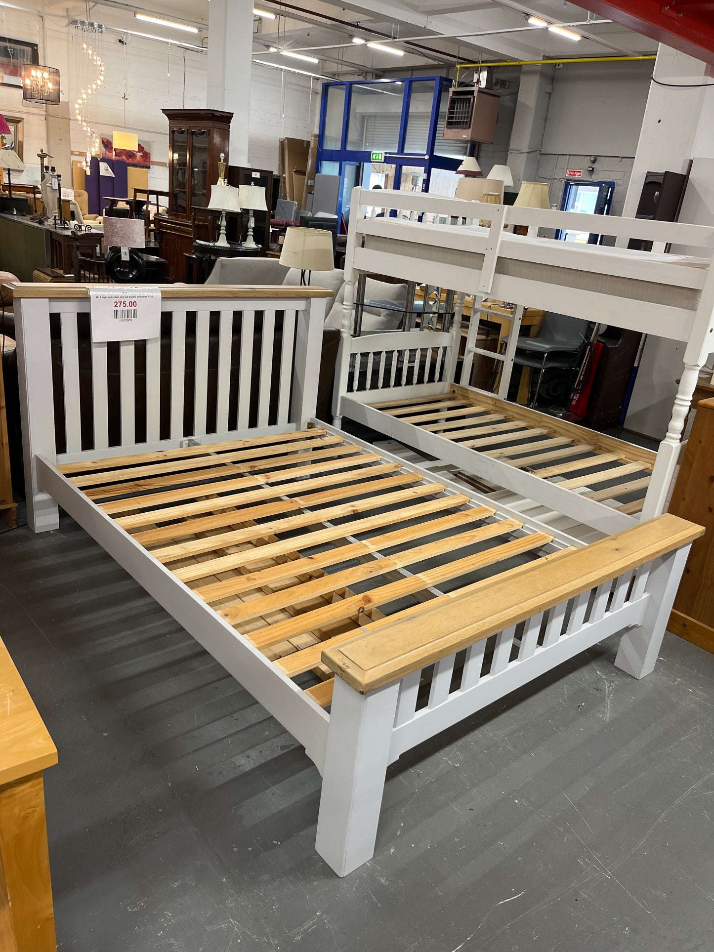 4Ft 6 high end cream and oak double bed frame 1325