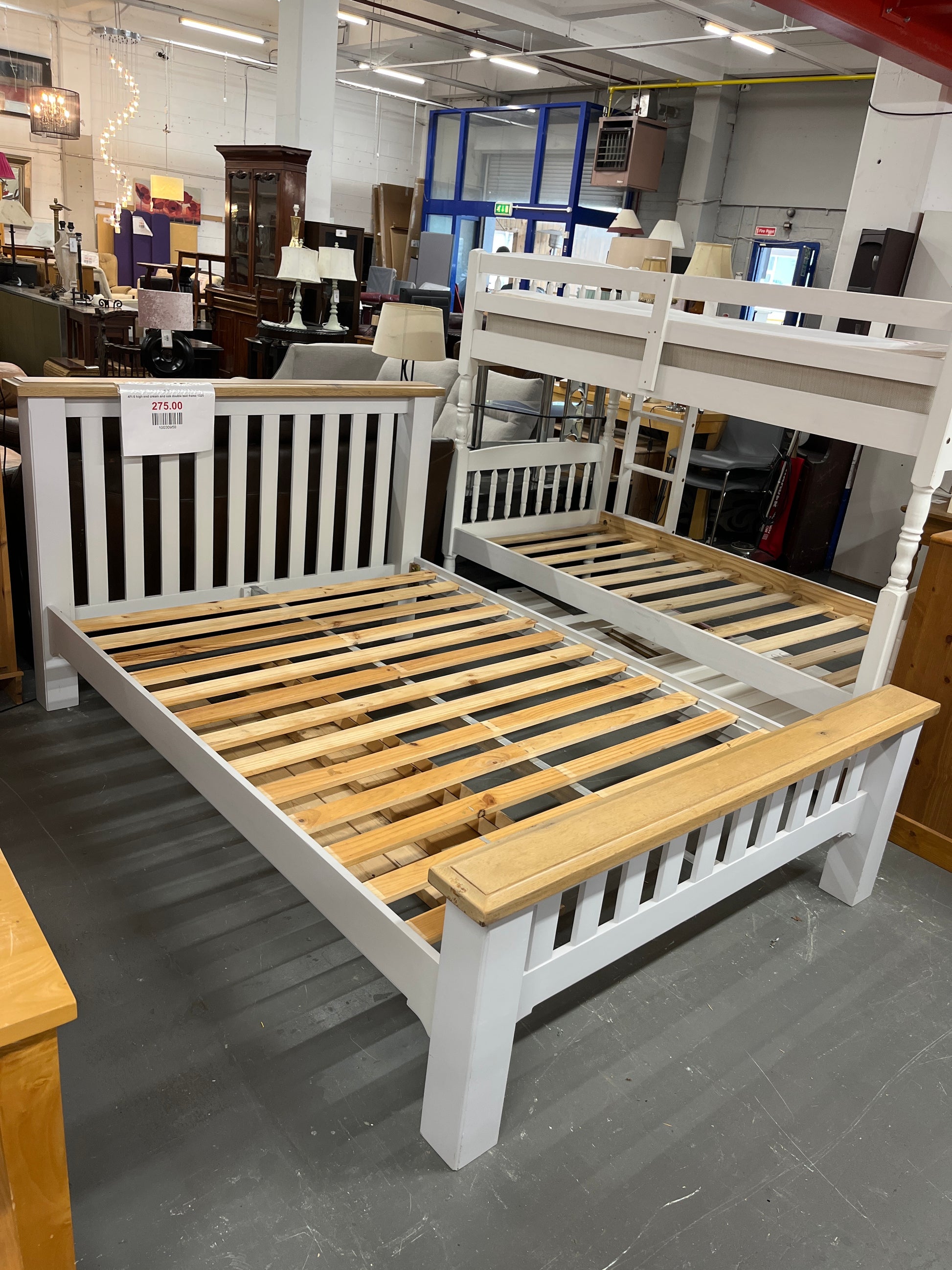 4Ft 6 high end cream and oak double bed frame 1325