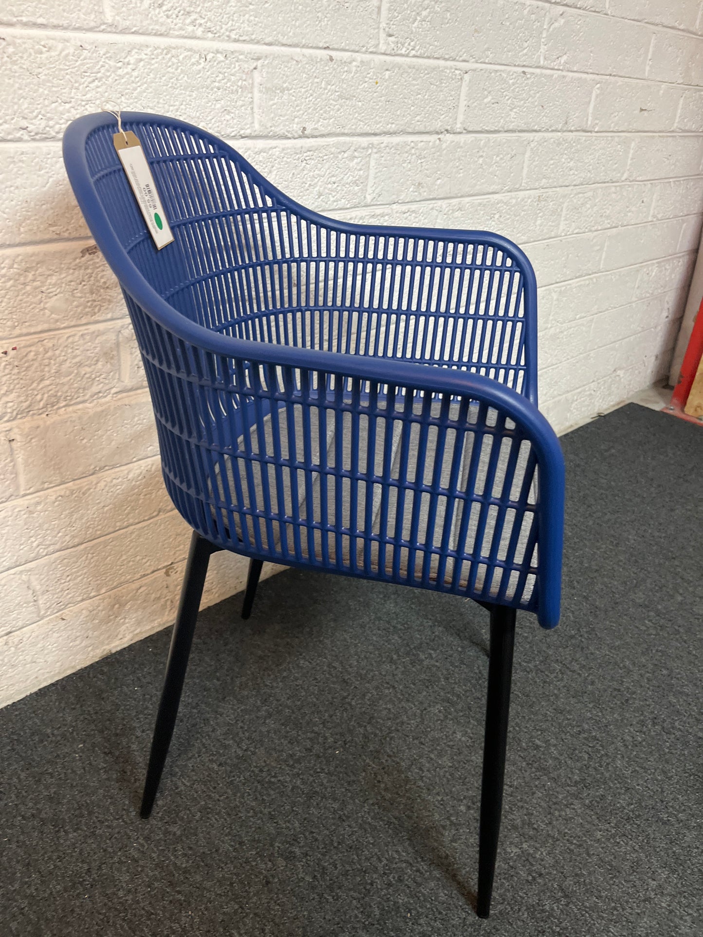 NEW Metro INDOOR OR OUTDOOR dining chair, MIDNIGHT BLUE moulded plastic with tailored fabric seat. OTHER COLOURS AVAILABLE. LARGE QTYS AVAILABLE
