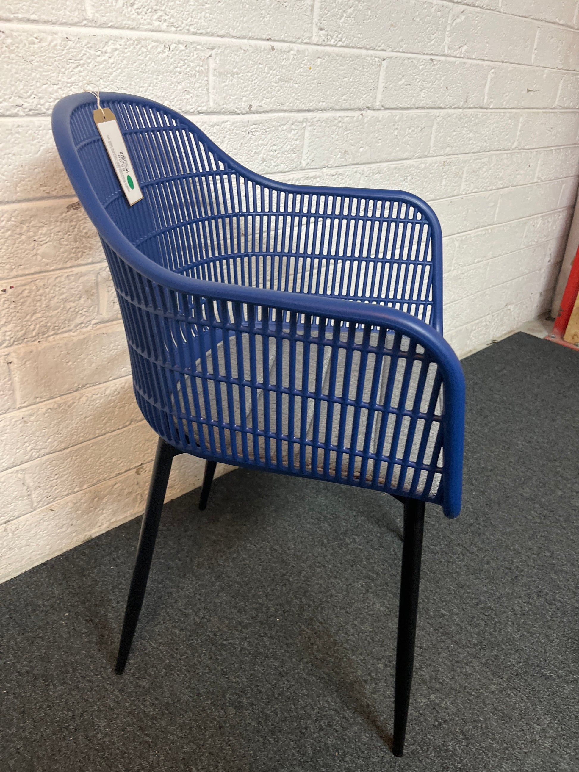 NEW Metro INDOOR OR OUTDOOR dining chair, MIDNIGHT BLUE moulded plastic with tailored fabric seat. OTHER COLOURS AVAILABLE. LARGE QTYS AVAILABLE