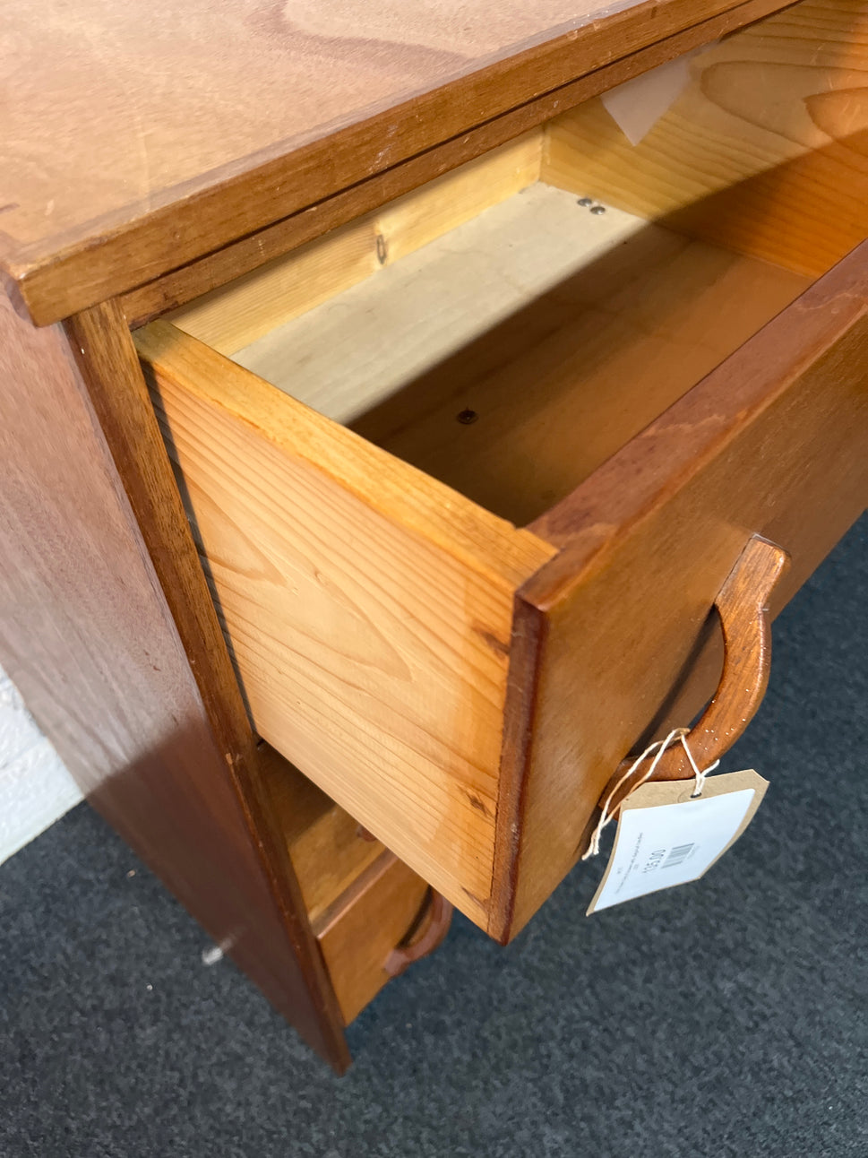 Pine 3 drawer chest of drawers with diagonal handles 3225