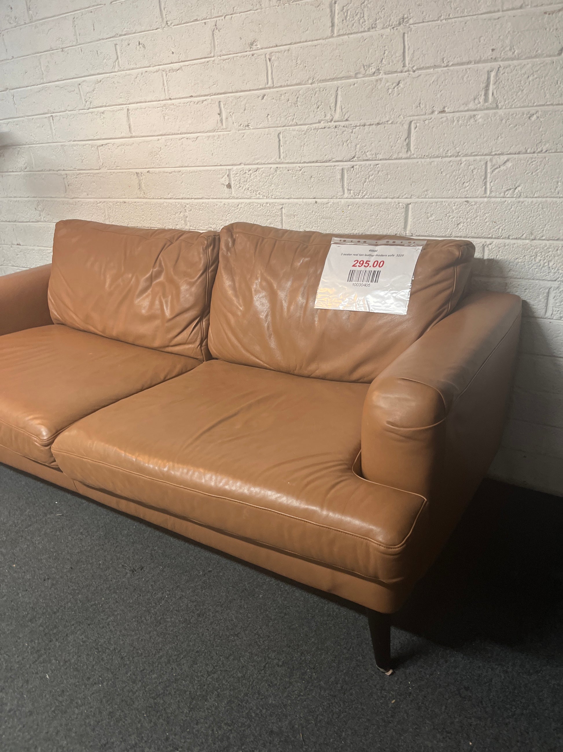 3 seater real tan leather modern sofa  3225