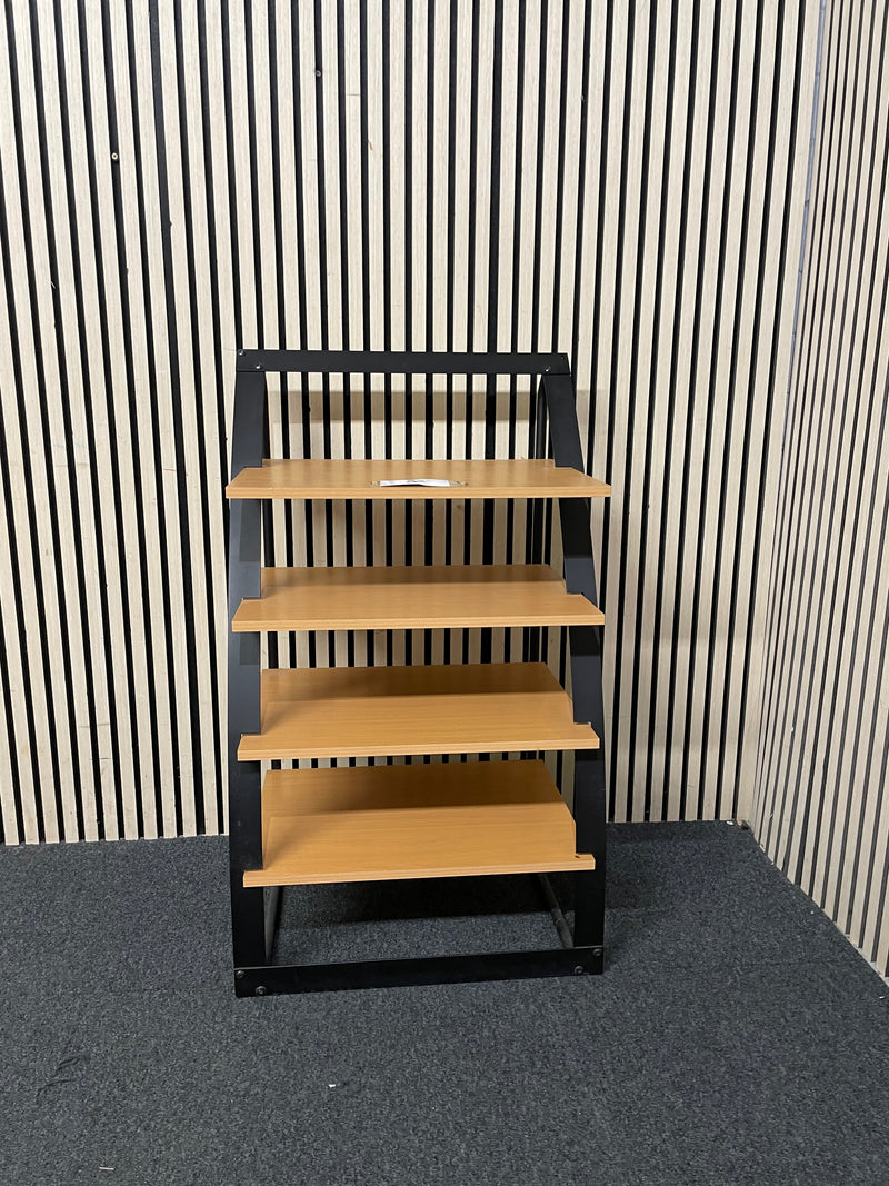 Black metal framed beech tiered display unit  44684